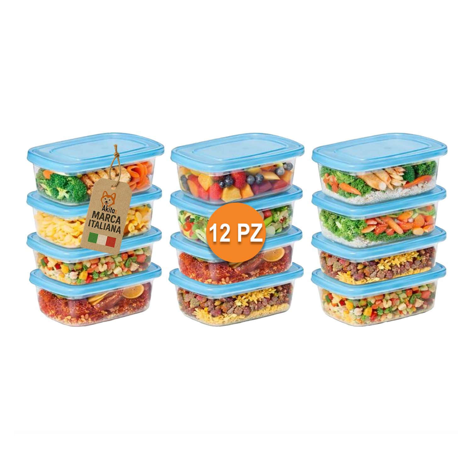 TEMU Contenitori per Alimenti in Plastica con - Set 12 Pezzi (3�4) - e Capacit� - Conservazione Cibi per Frigo e Asporto