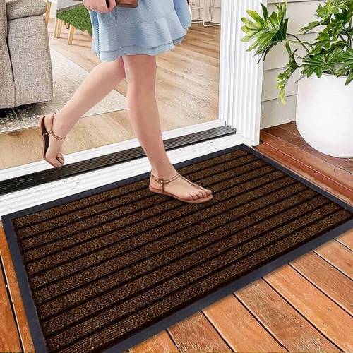 1pc 5 colours heavy duty outdoor waterproof pvc backing non slip doormat washable barrier mat for muddy paws front door entrance porch home flooring