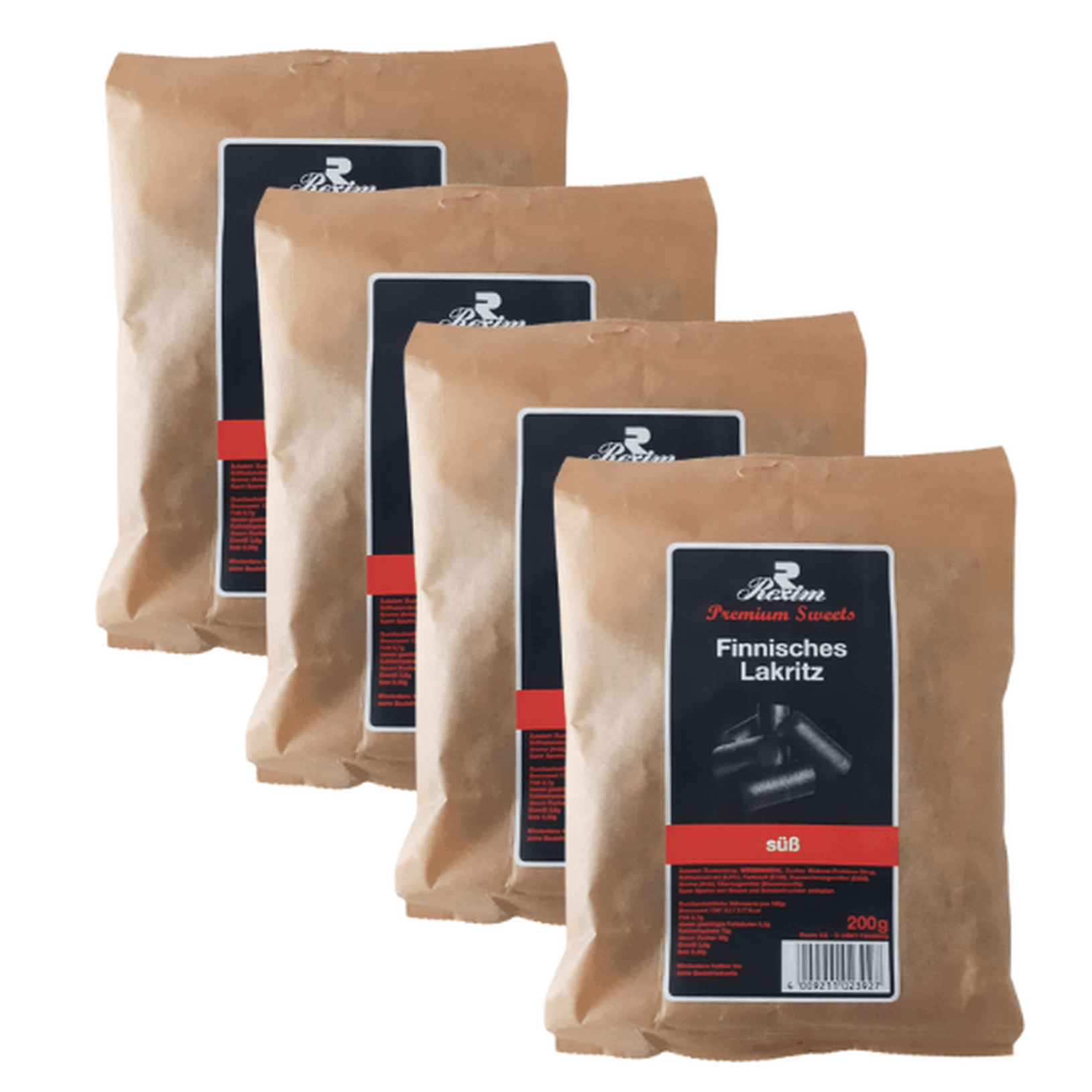Image of Rexim Premium Sweets Finnish Licorice Sweet – 4 X 200g Value Pack – Original Finnish Licorice – Mild & Aromatic