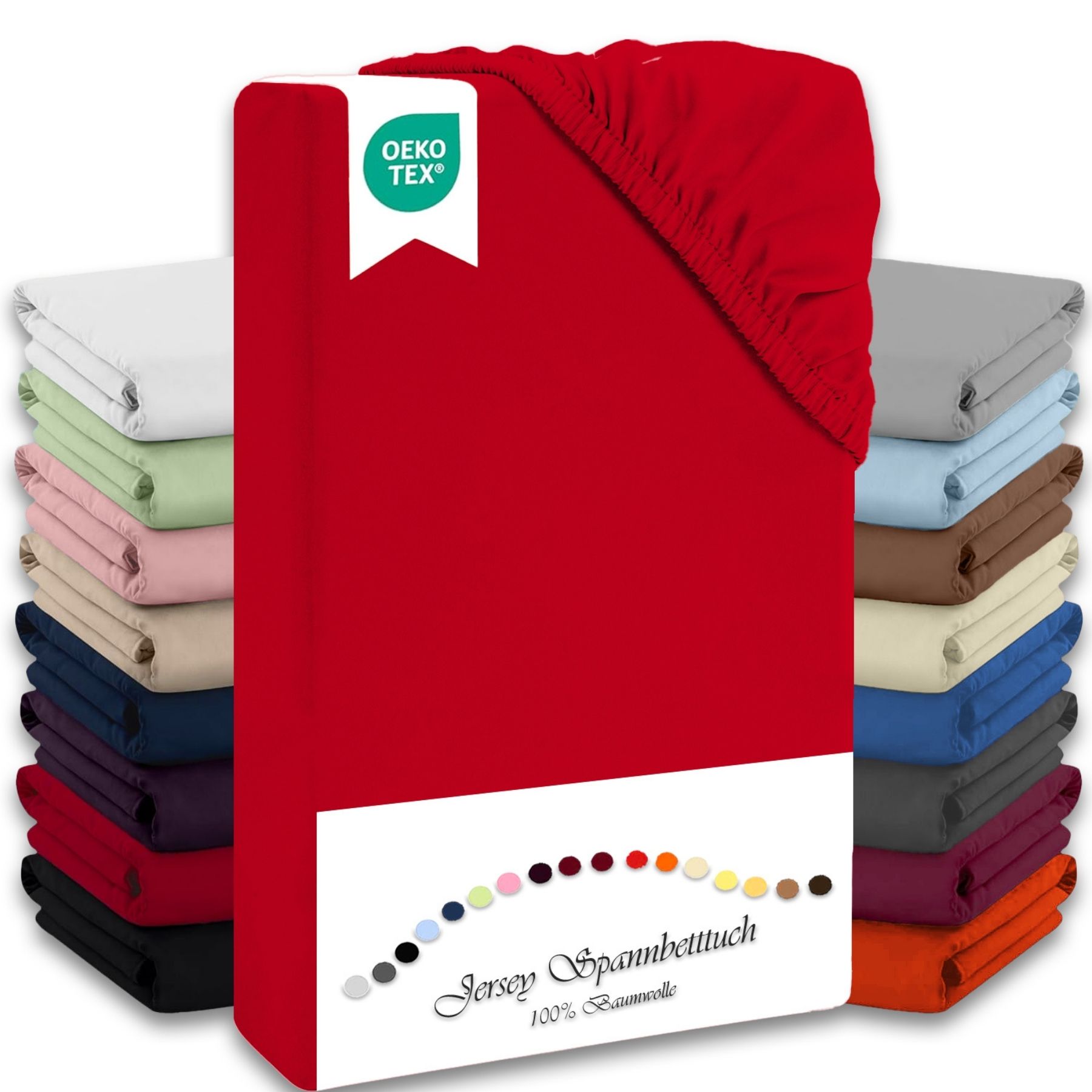 Stretch Fitted Sheet 90-100x190-200cm 100% Cotton Red