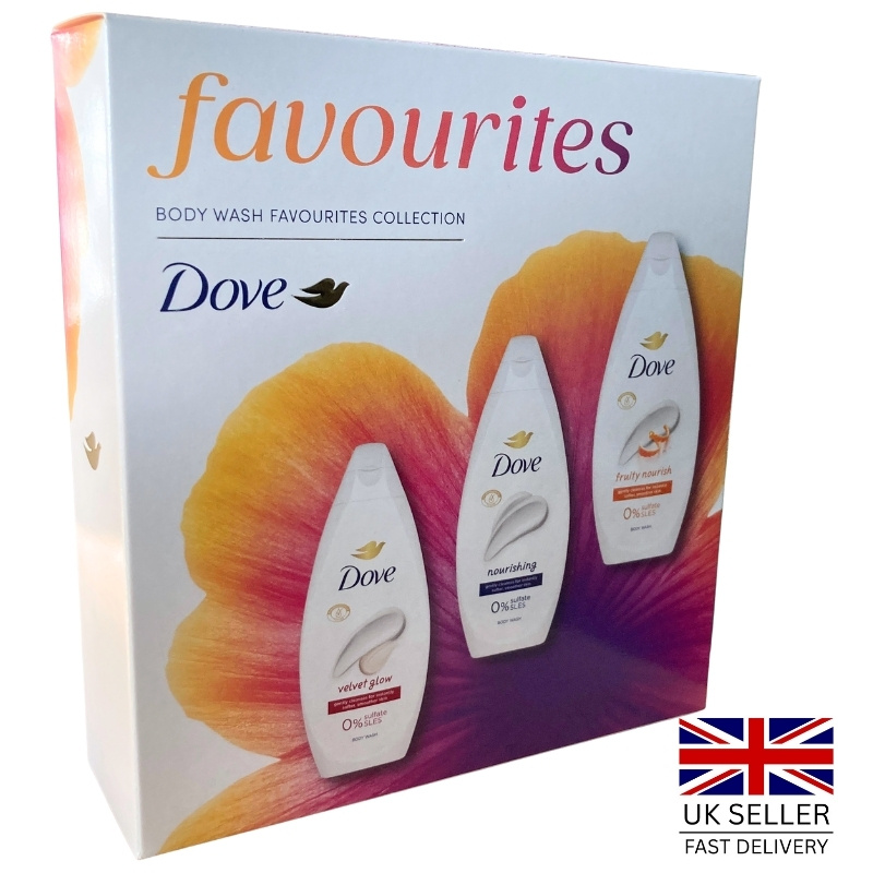 TEMU Dove Women's 3pcs Body Wash Trio Gift Set For Her | Favourites Collection For Her | Moisturising Cleanser Kit | (floral), Nourishing (soft