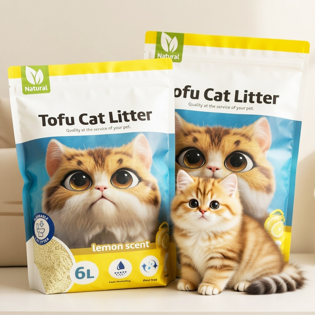 TEMU 2Pcs Arena de Gato de Tofu Aglomerante, Desechable por el Inodoro, Súper Absorbente, Sin Polvo, Control de Olores, Olor Limon