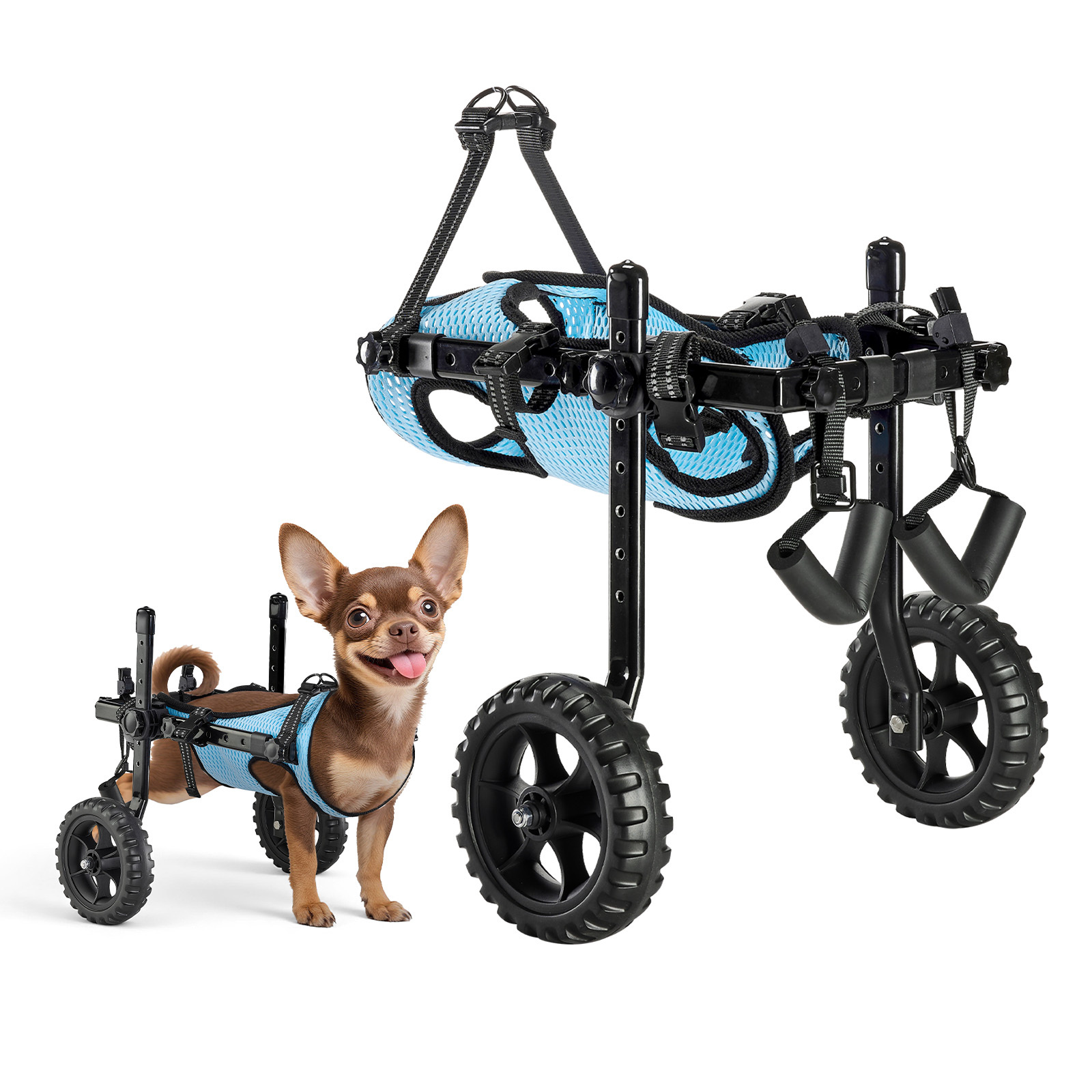 Image of Vevor Dog Wheelchair For Back Legs, Adjustable Pet Wheelchair, Lightweight Dog Cart With Shock-absorbing Wheels, Wheel Chair For Disabled Injured Dogs Up To 10kg