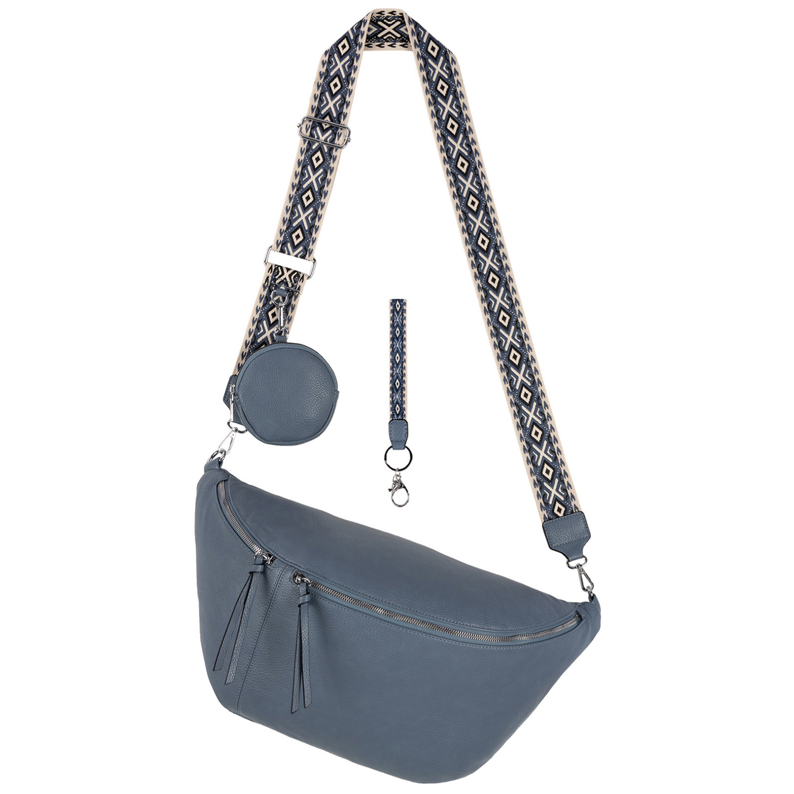 Image of Fanny Pack Sling Bag Crossbody Bag Hip Bag Faux Leather Italy Design Gray Orchid