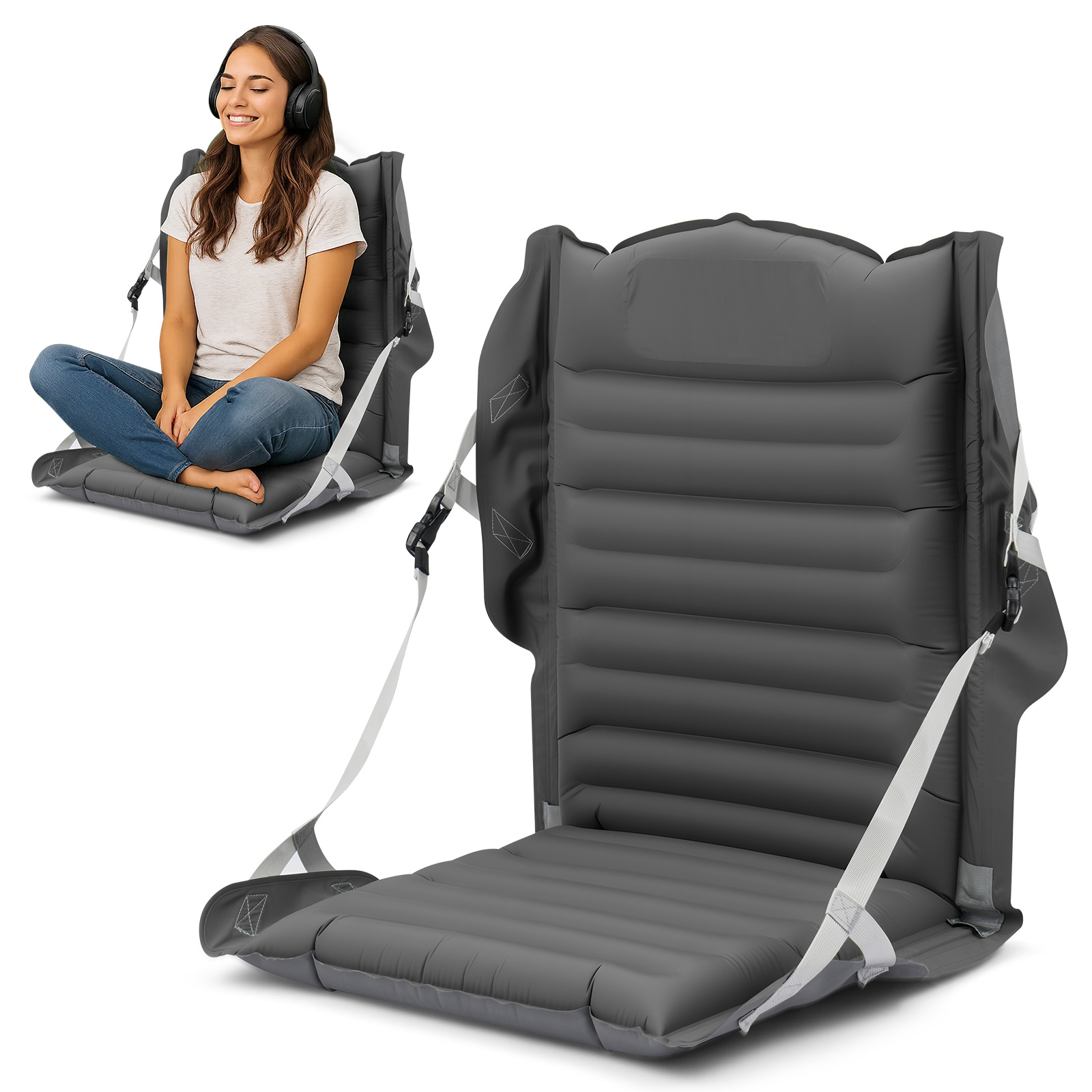 Inflatable Folding Chair, Air Cushion For Picnics, Beach And Leisure, Portable Seat, Camping Recliner With Backrest
