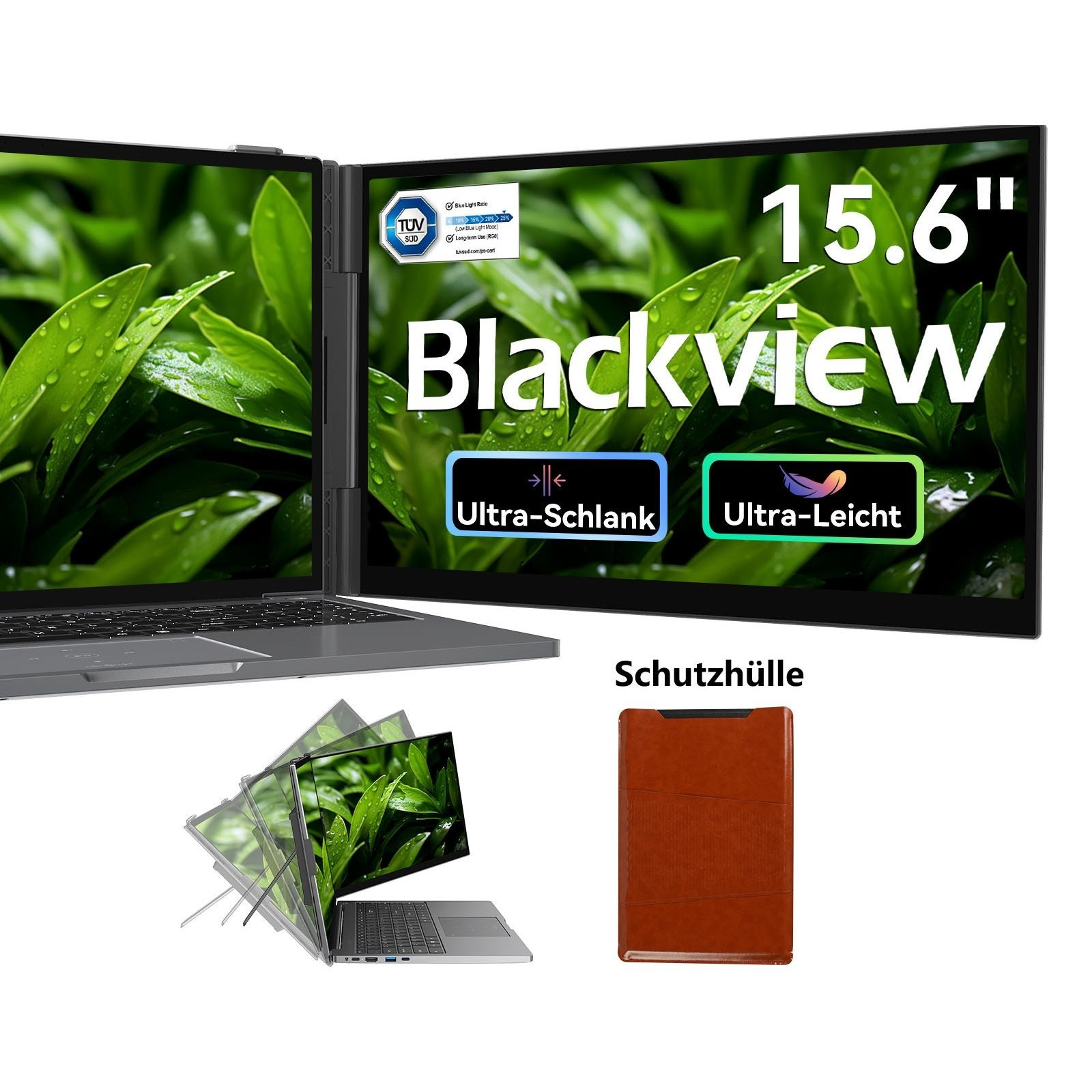 Image of Blackview Scm8 15.6 '' Laptop Screen, Fhd 1920x1200 Ips Laptop Monitor Extender, Ultra Slim 4.5mm & Lightweight 800g, 100w Reverse Charging, Play For Laptop Pc For Phone For