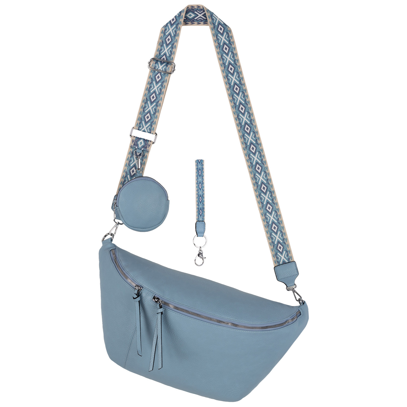 Fanny Pack Sling Bag Crossbody Bag Hip Bag Faux Leather Italy-design Blue