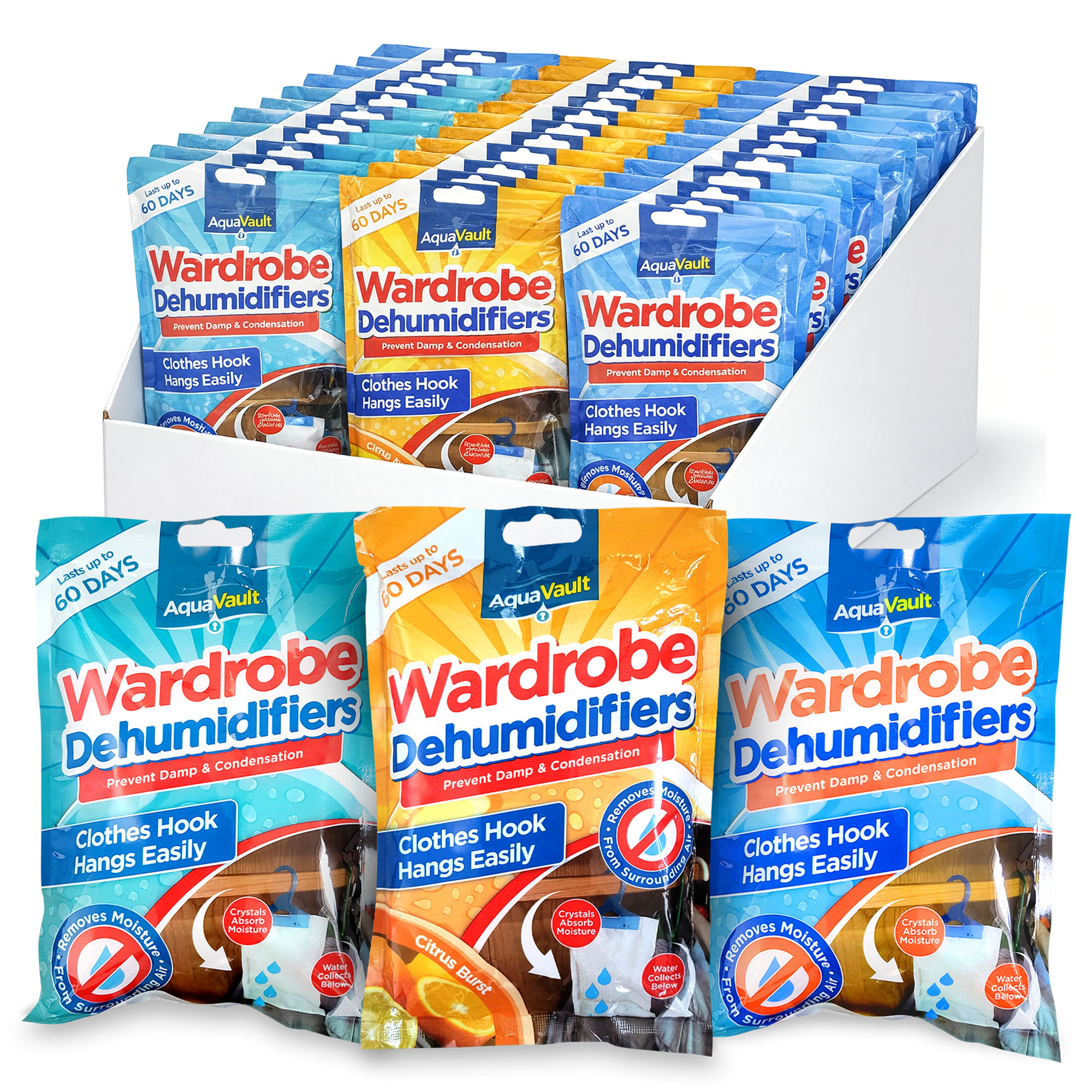 TEMU Hanging Wardrobe Dehumidifier Bags | 1–48 Pack Moisture Absorber Hanger For Clothes Storage & Cupboards | Damp Remover Bags For Wardrobe