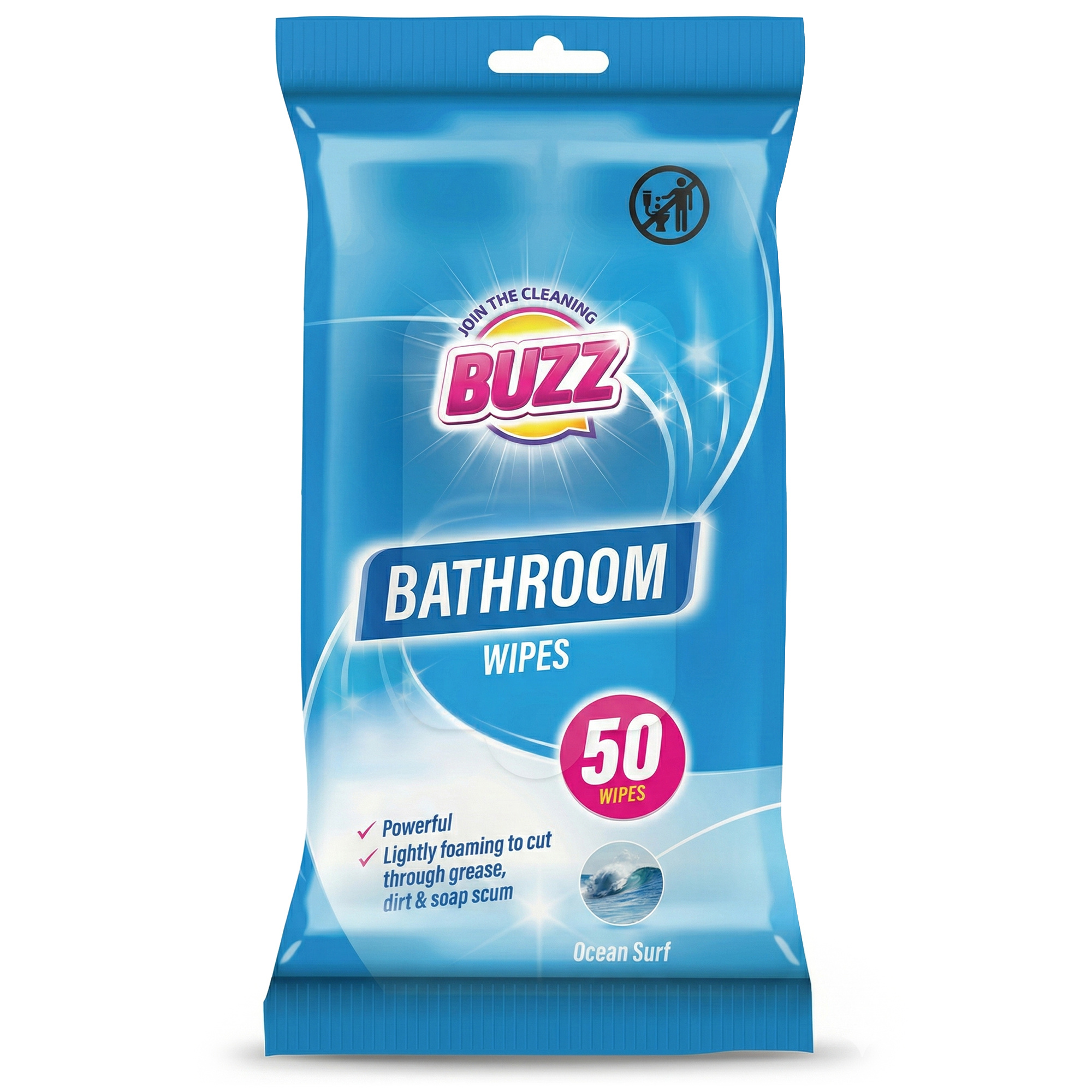 TEMU Bathroom Wipes 50 Sheets | Extra Strong Cleaning Wipes | Lightly Foaming Bathroom Surface Wipes | Scent For Daily Cleaning