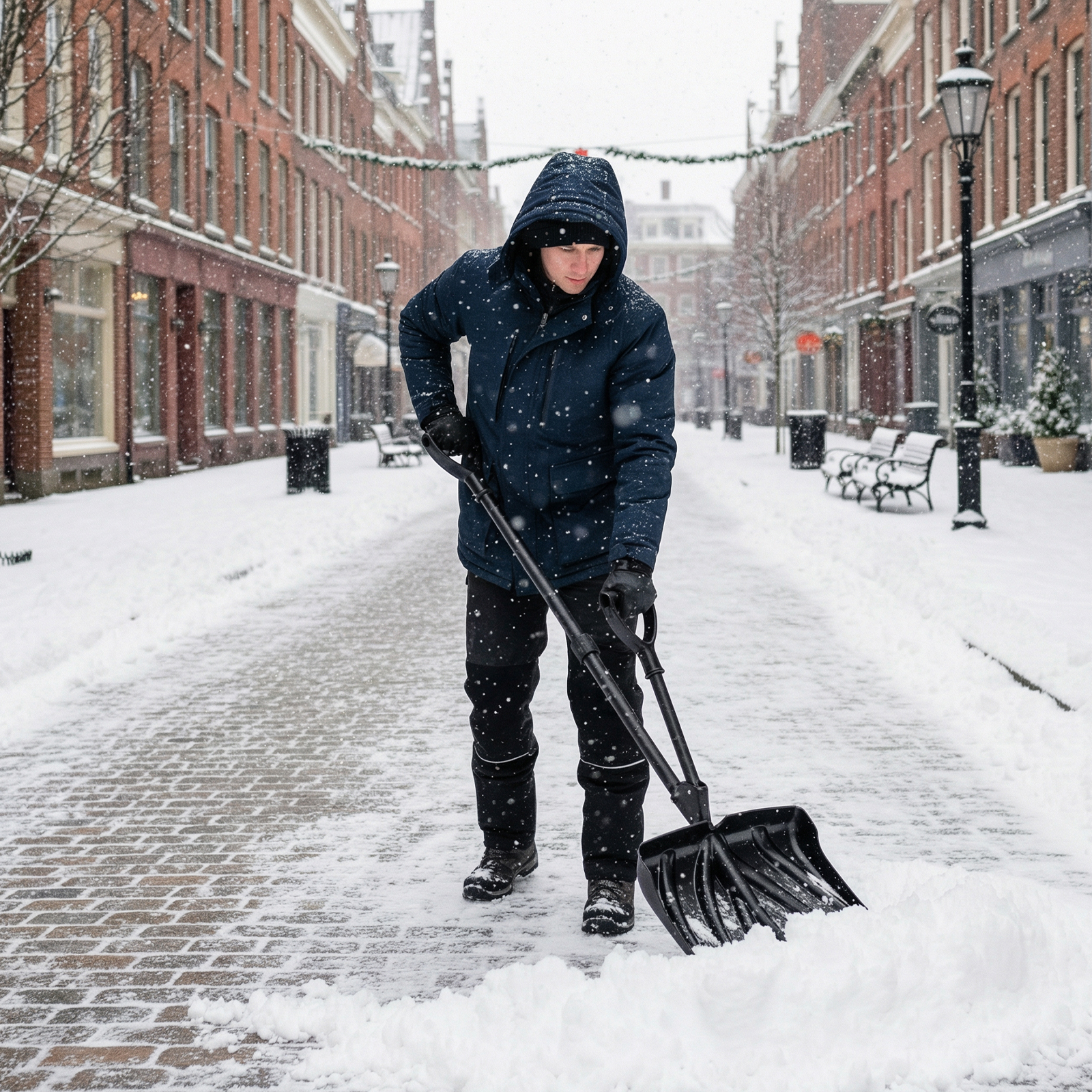 Image of Snow Shovel With Assist Handle, 53" Long Lightweight With 18" Wide Blade, D-grip Handle, Aluminum Wear Strip, Winter Tool For Driveway Car Garage Camping