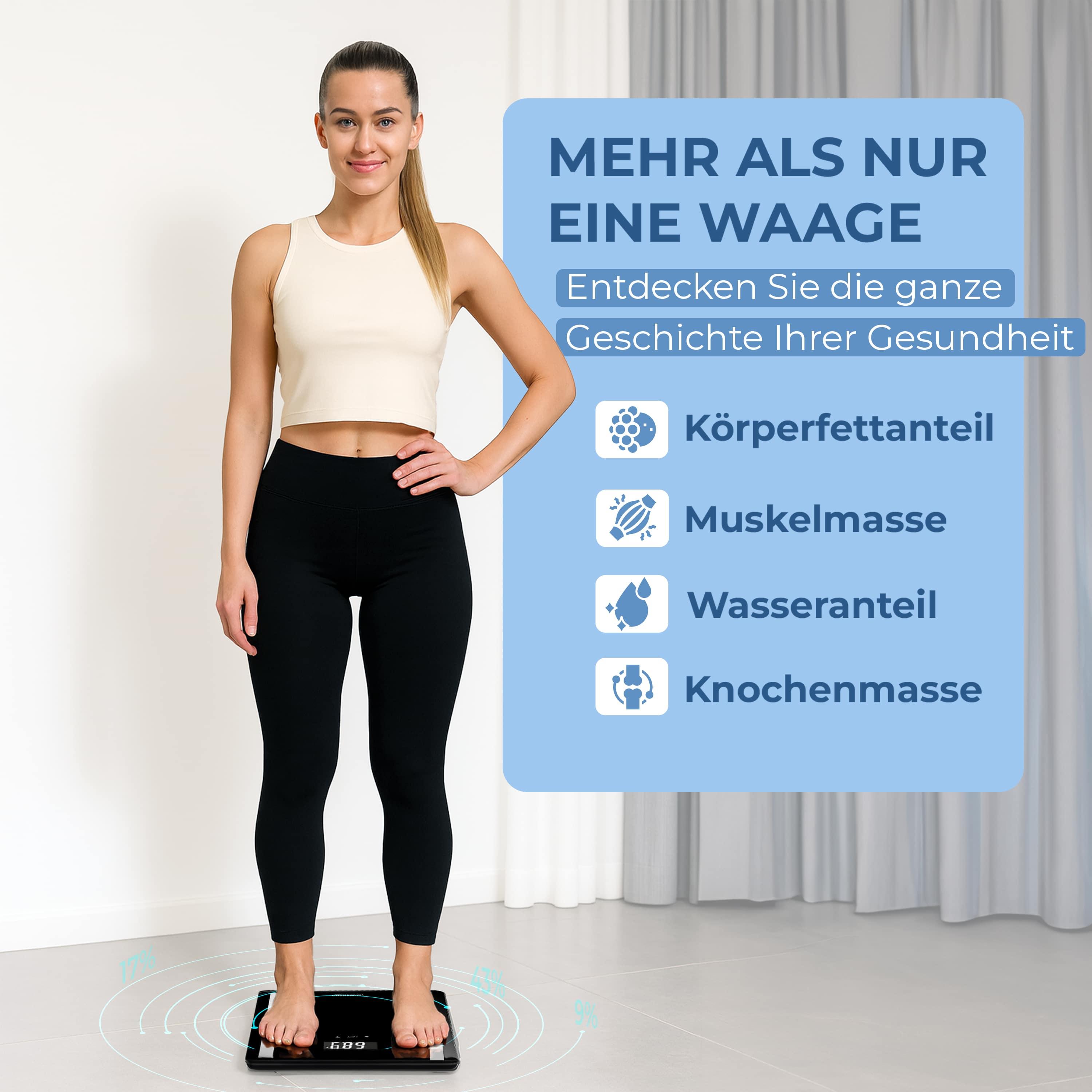 Image of Monzana® Digital Personal Scale 8 In 1 Scale Body Fat Scale Bia System Body Scale Storage Spaces Up To 10 People