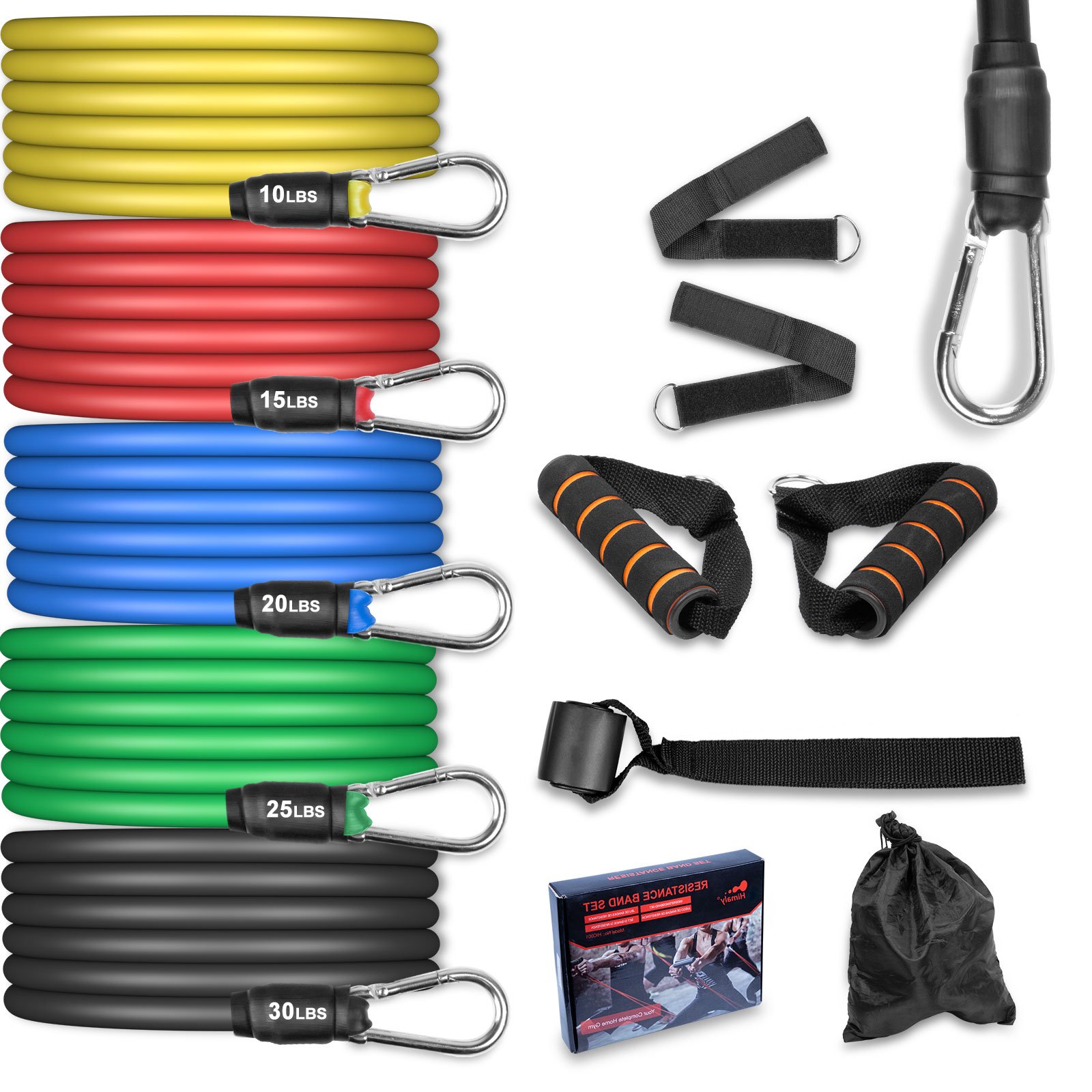 E-shop 11-teiliges multifunktionales TPE Spannseil-Set, mit verschiedenen Spannungen - Rutschfest, bruchsicher, stapelbar - Inklusive Griffen,