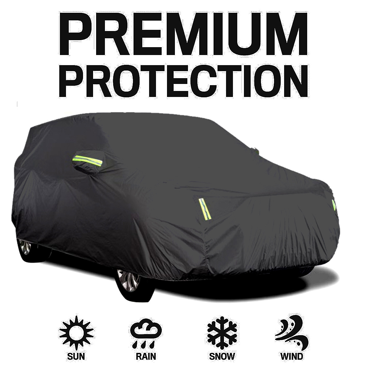 TEMU Universal Car Cover With Soft Scratch Proof Lining & Reflective Strips - 4 Layer Fabric, 4 Sizes Fit Most Sedans (m To Xxl)