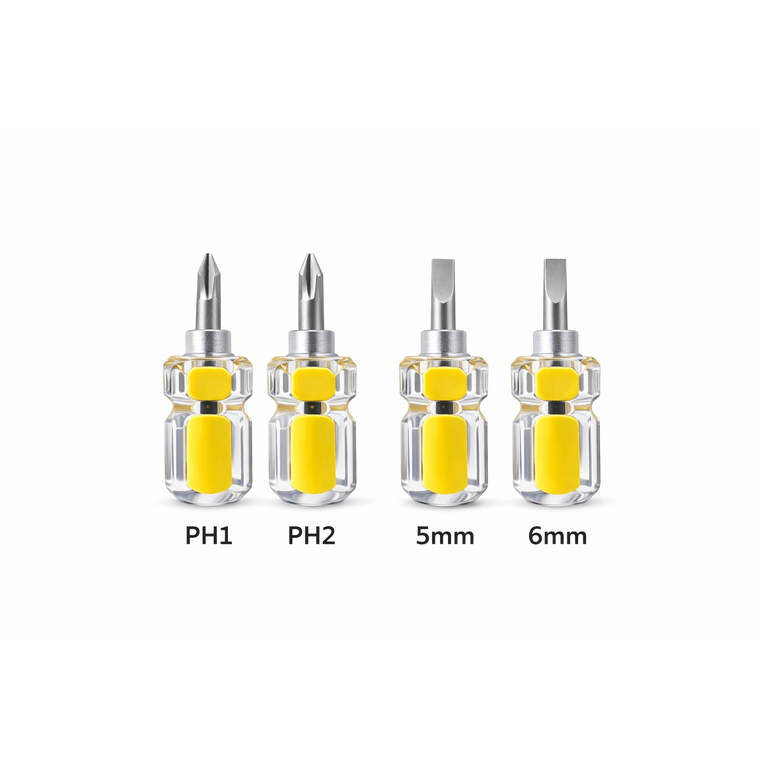TEMU Juego de mini destornilladores de cristal, compacto y resistente, ideal para reparaciones de precisión. puntas PH1, PH2, 5 mm y 6 mm