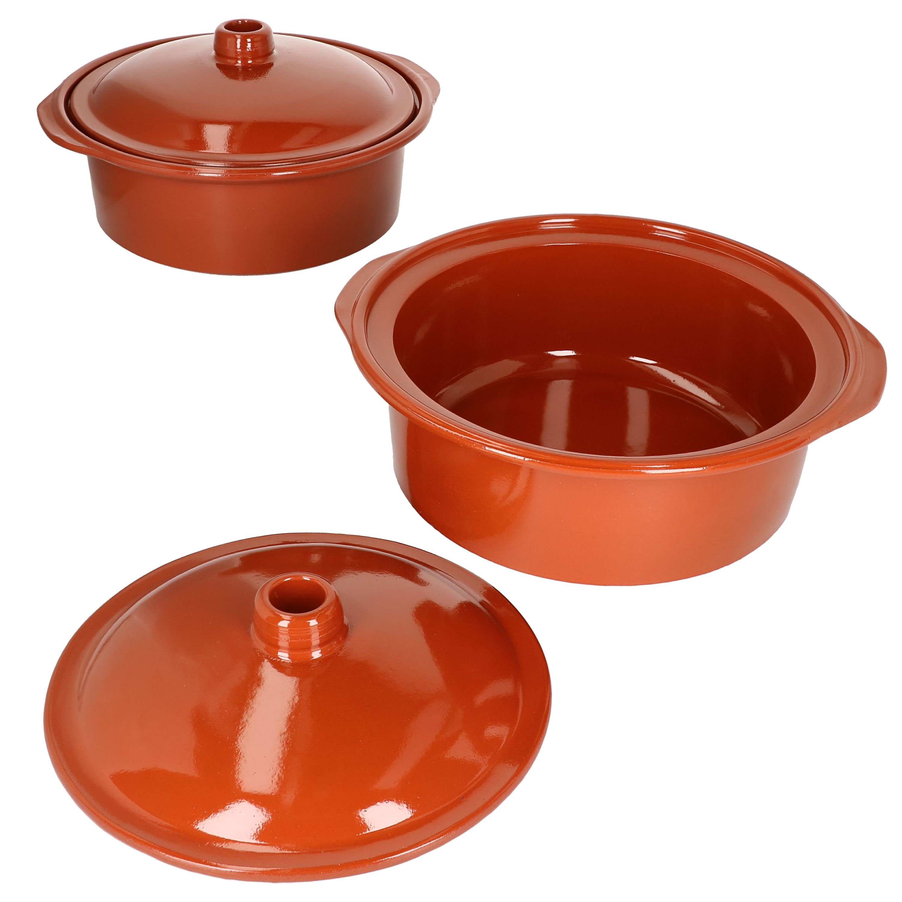 4-piece Clay Pot Set - 2x Clay Cocotte 4.5l + 2x Lids - 99532