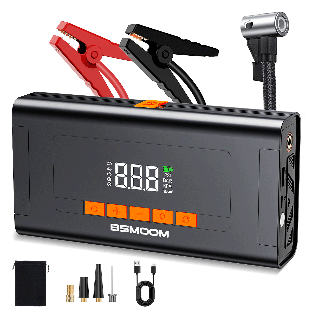E-shop BSMOOM Auto Starthilfe, 8000A Spitzenleistung (für 10.0L Benzin- oder 8.0L Dieselmotoren) 12V Auto Booster Batterieladegerät Starthilfe Box mit