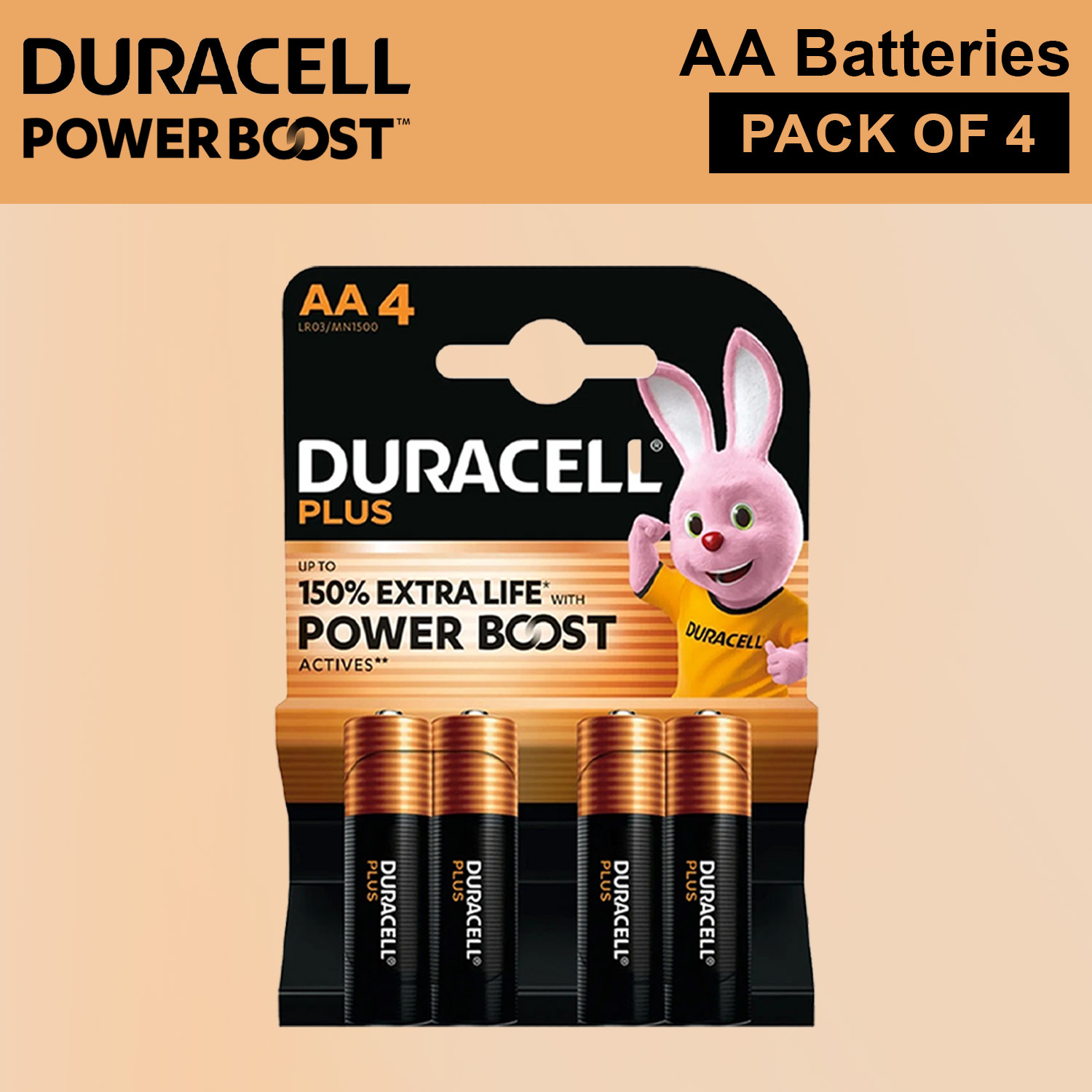TEMU 4 Pack Duracell Plus Aa Alkaline Batteries 1.5v Lr6 With , Long Lasting Leak-resistant Battery For Everyday Devices