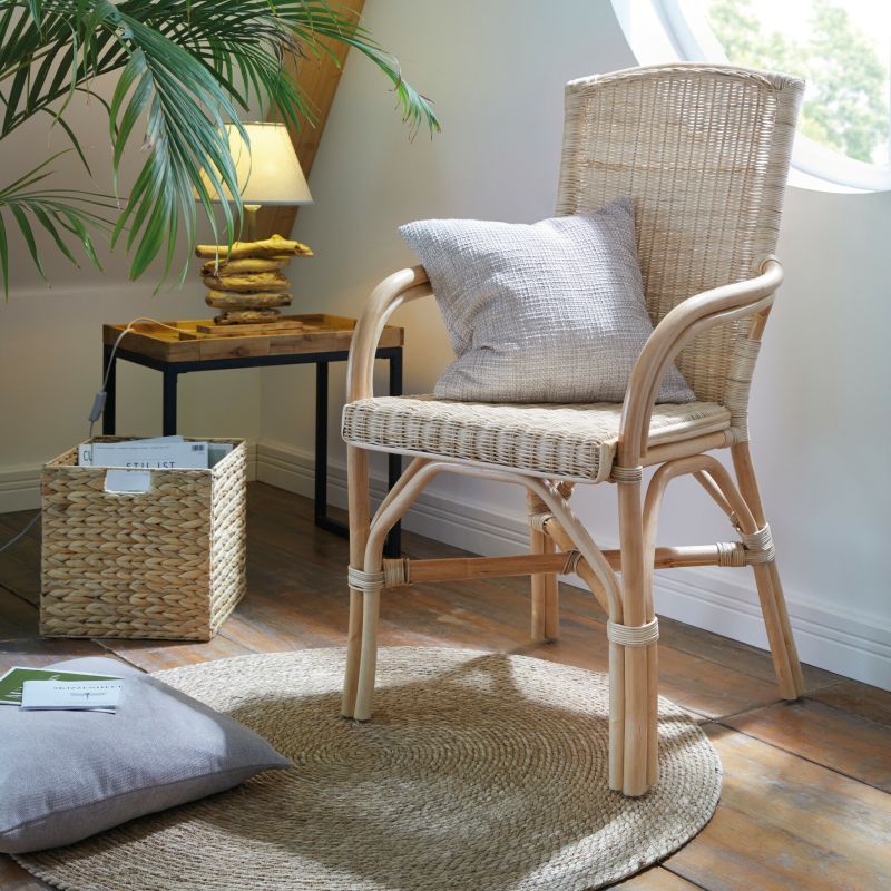Rattan Chair, Lacquered, Seat Height 49 Cm, Wicker Chair