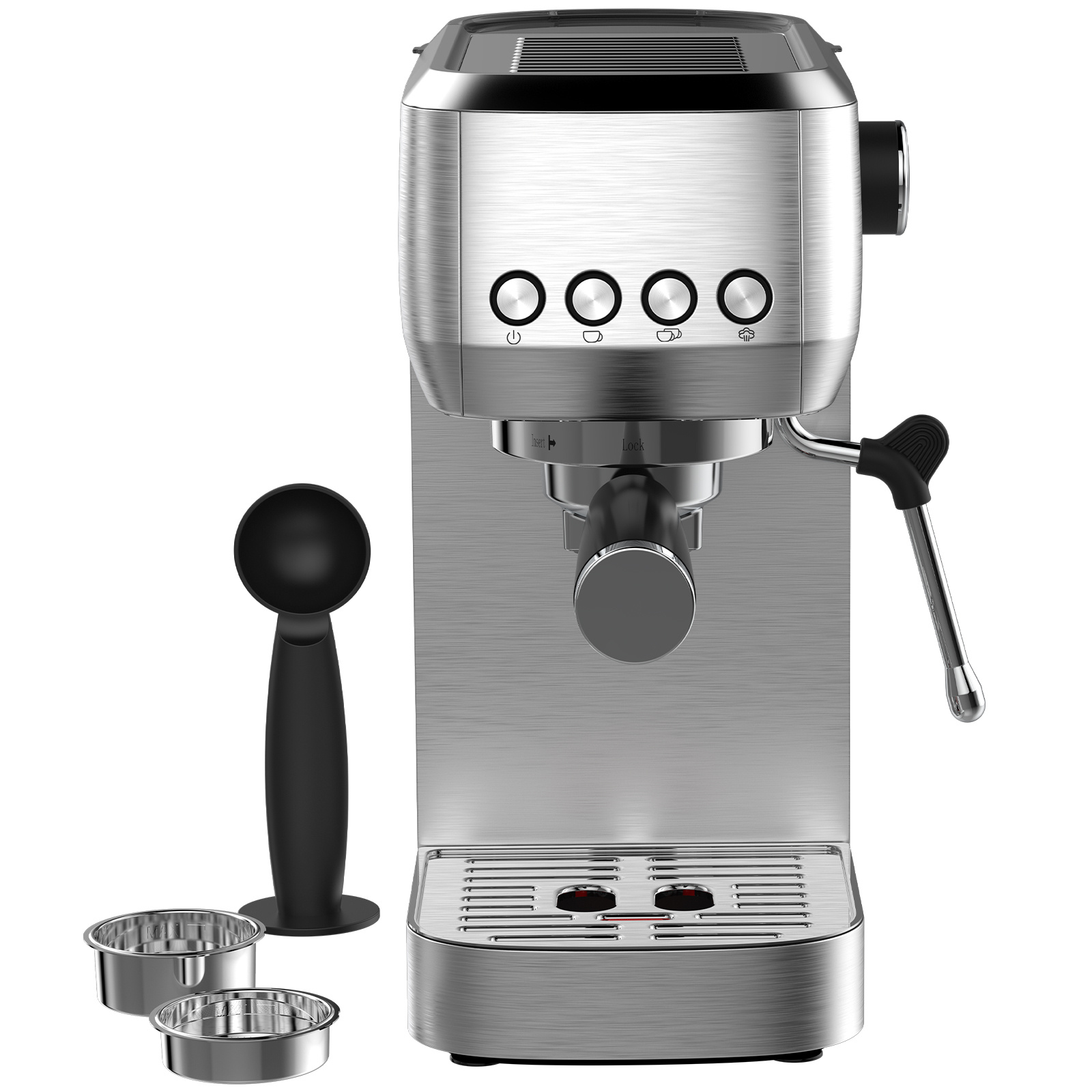 TEMU Espresso Machine Cm1662 With 20 Bar Italian Pump - Espresso Sieve Carrier Machine Stainless Steel | Coffee Machine Espresso For Cappuccino,