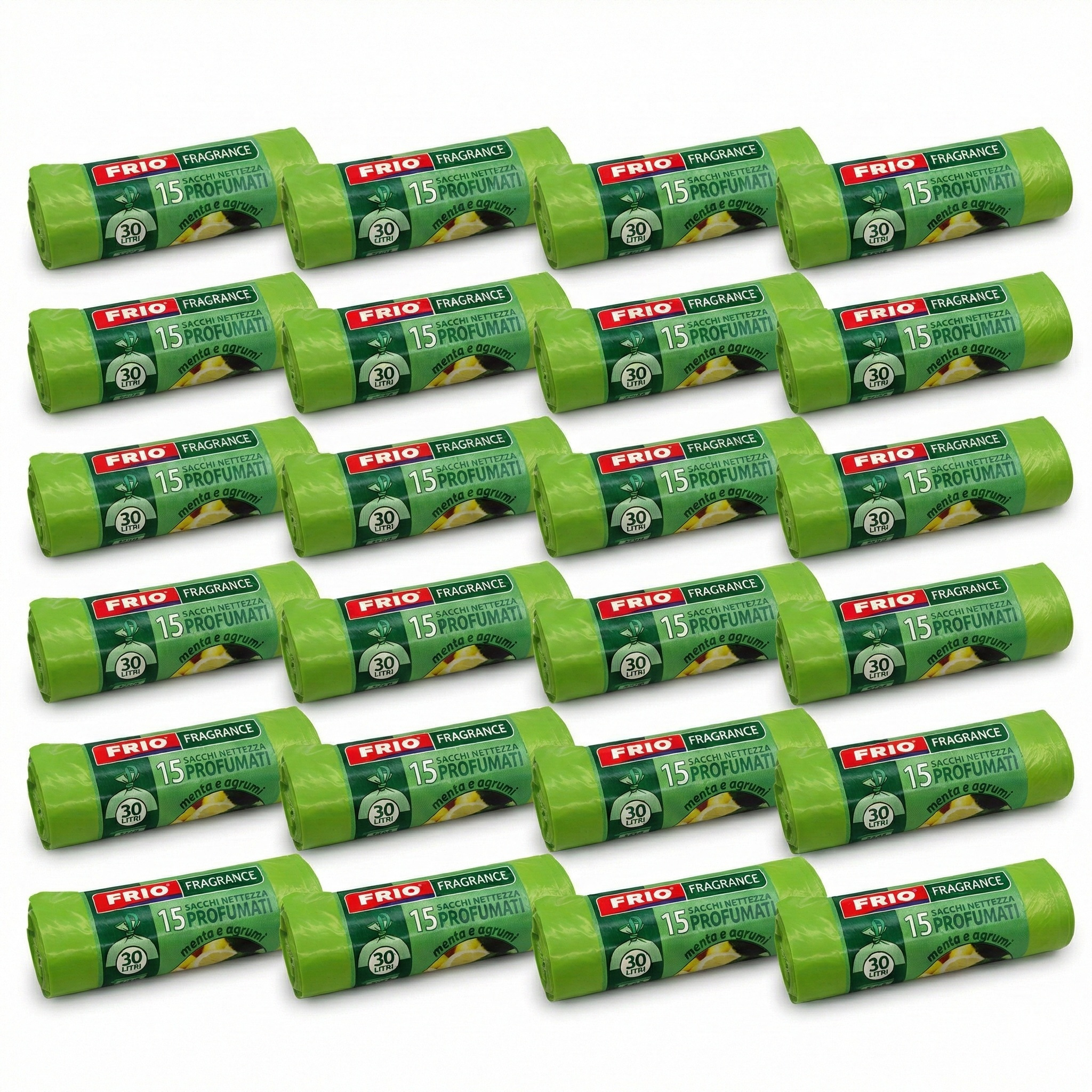 Image of Set Of 24 Scented Trash Bags, 30 , Measuring 52x58 Cm For Trash Cans, Separate Collection, Pe Recycled Plastic Bags With Integrated Tie.