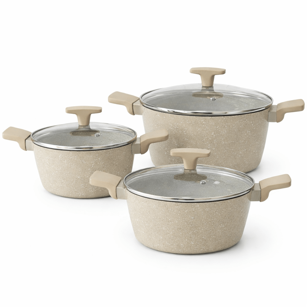 TEMU 6-piece Beige Induction Cookware Set – Complete Stainless Steel Set, Suitable For All Stovetops, Aluminum Cookware With Handles And Induction