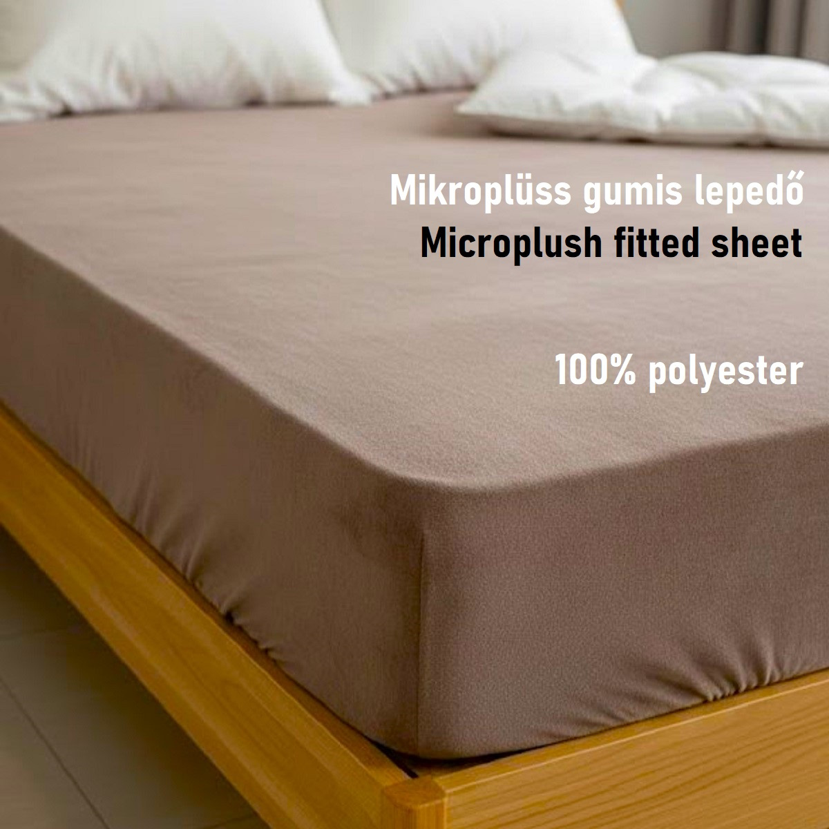 Dark Brown Microplush Elastic Fitted Sheet, 200 X 200 X 25 Cm, 100% Polyester