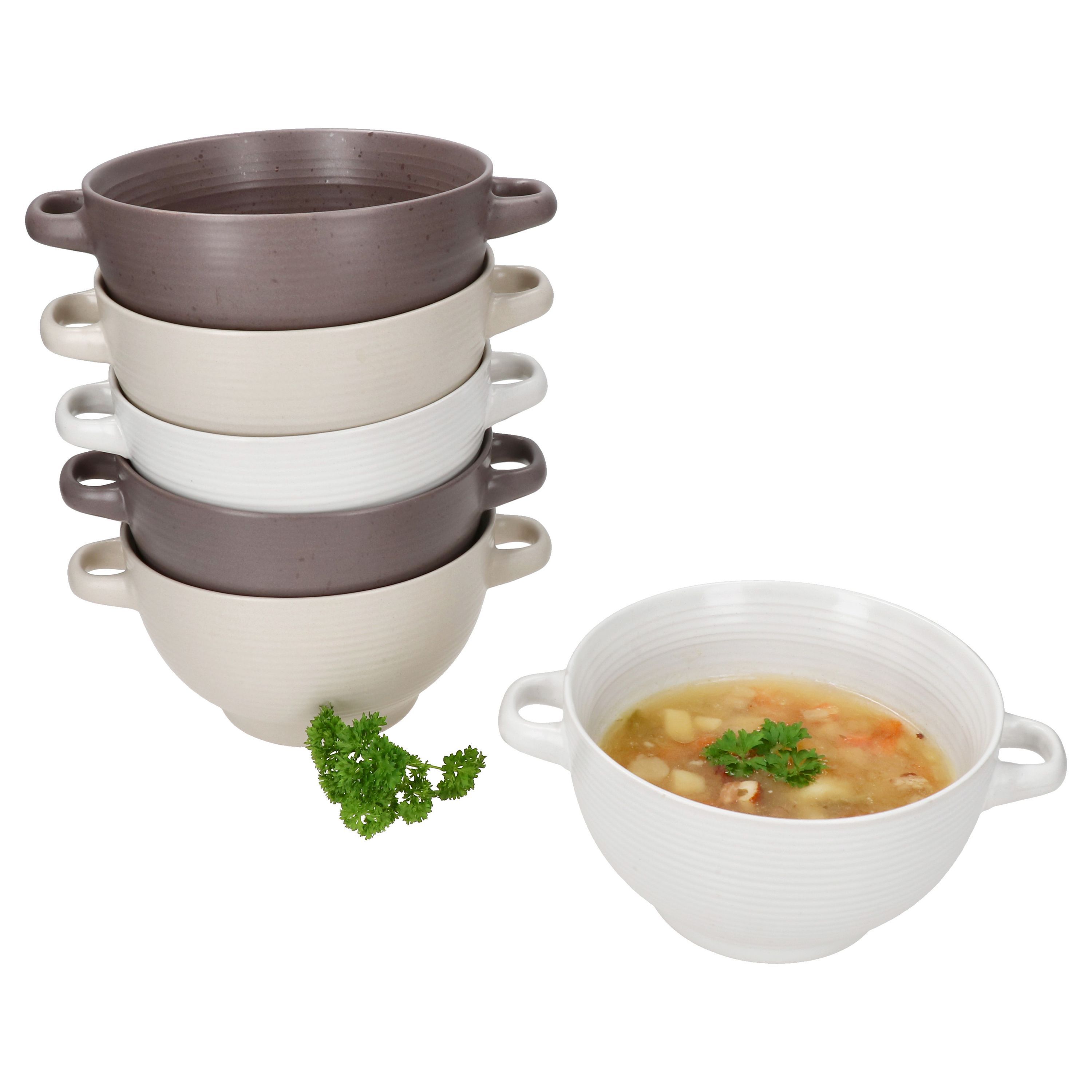 6-piece Stoneware Soup Bowls With Handles For 6 People – 24328218