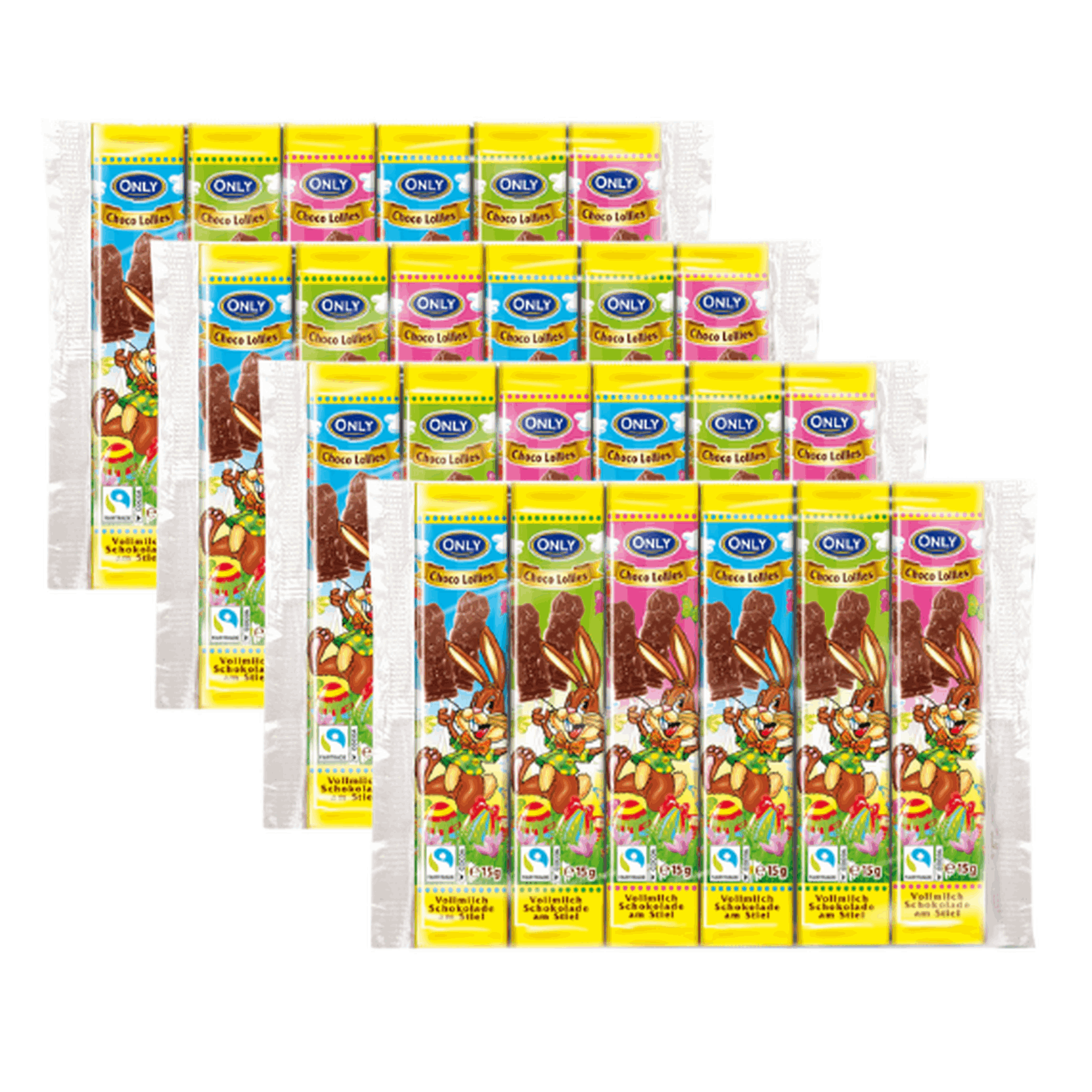 Image of Easter Full Milk Chocolate Lollipops On A Stick - 4 X (6 X 15g) Chocolate Lollipops With Full Milk Chocolate, Individually Wrapped