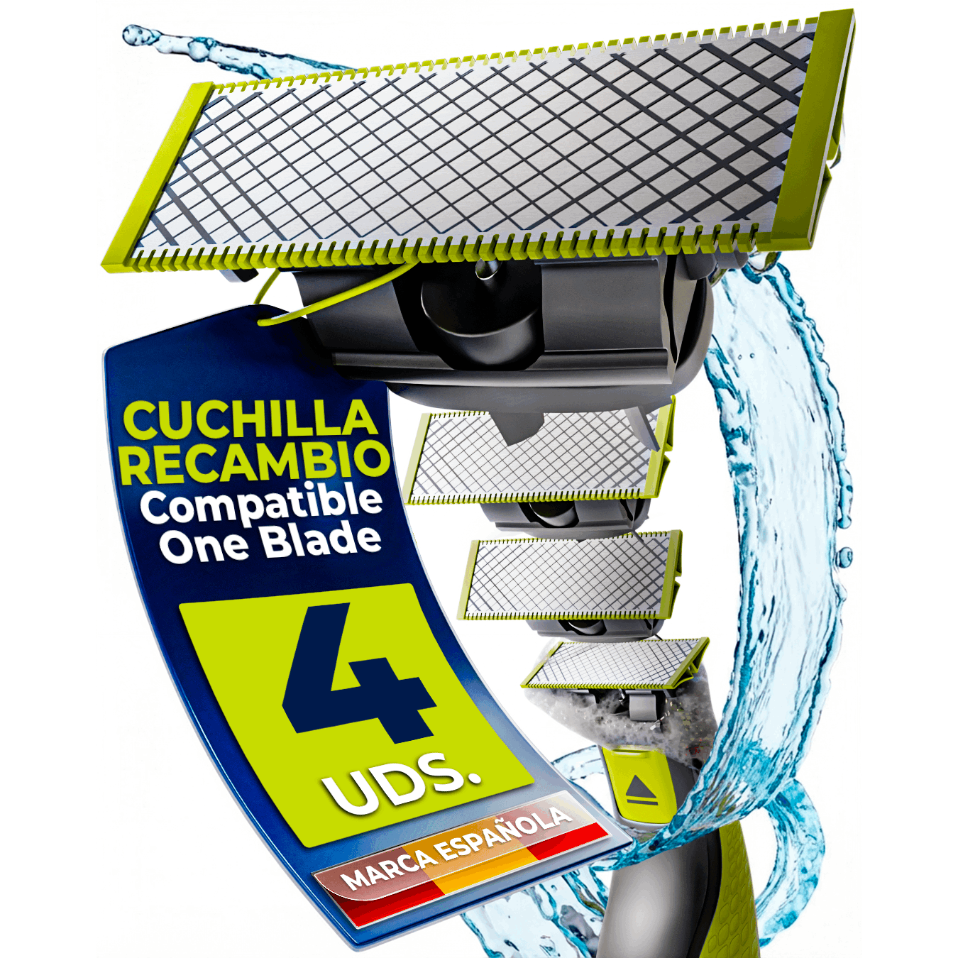 TEMU Recambios Cuchillas Compatibles – Cabezal de Afeitado Repuesto para Maquinilla Hombre – Modelos QP2520 QP2530 QP2630 QP6510 QP6520 – PACK 2