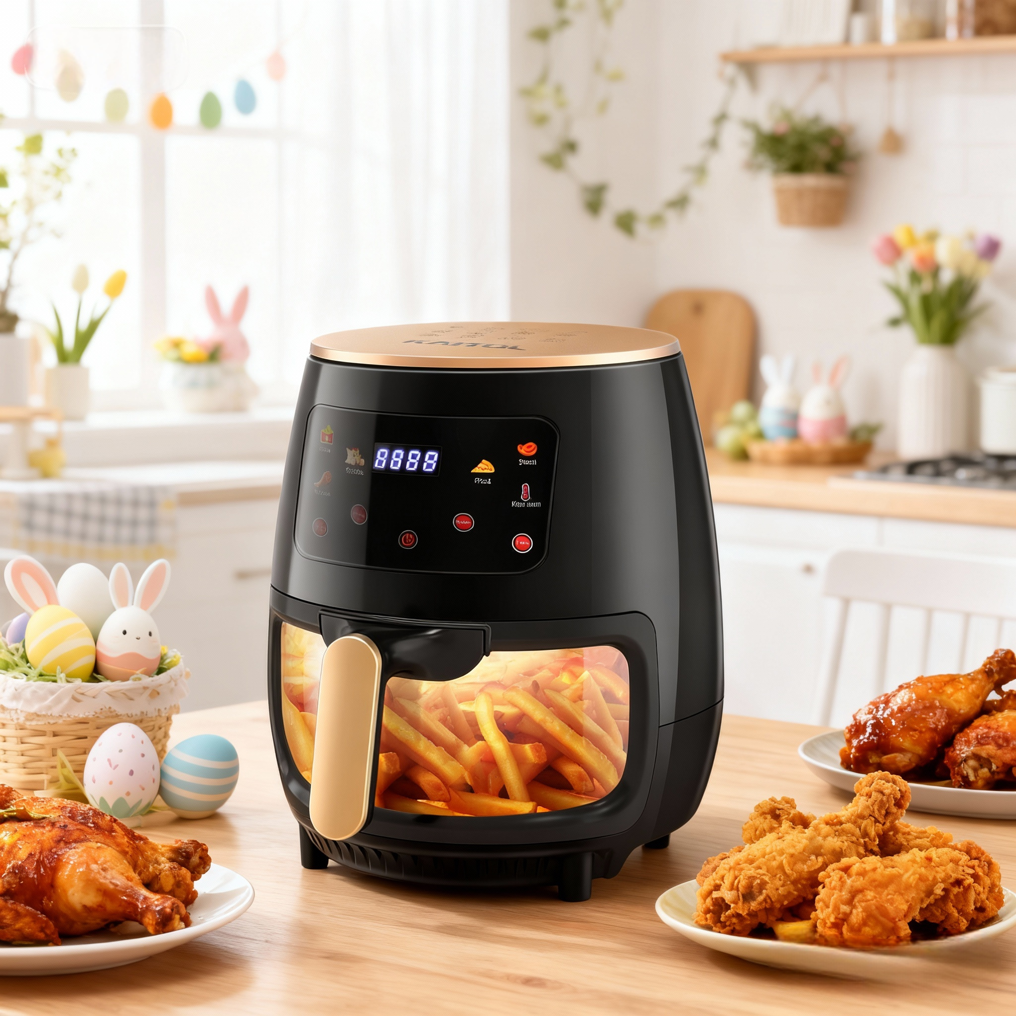 E-shop HeißLuftfritteuse Mit Sichtfenster, 5,3 L, 6-In-1-Kochvoreinstellungen, Smart-Touchscreen, Schwarz,Timerfunktion, SpüLmaschinenfest, Gesundes