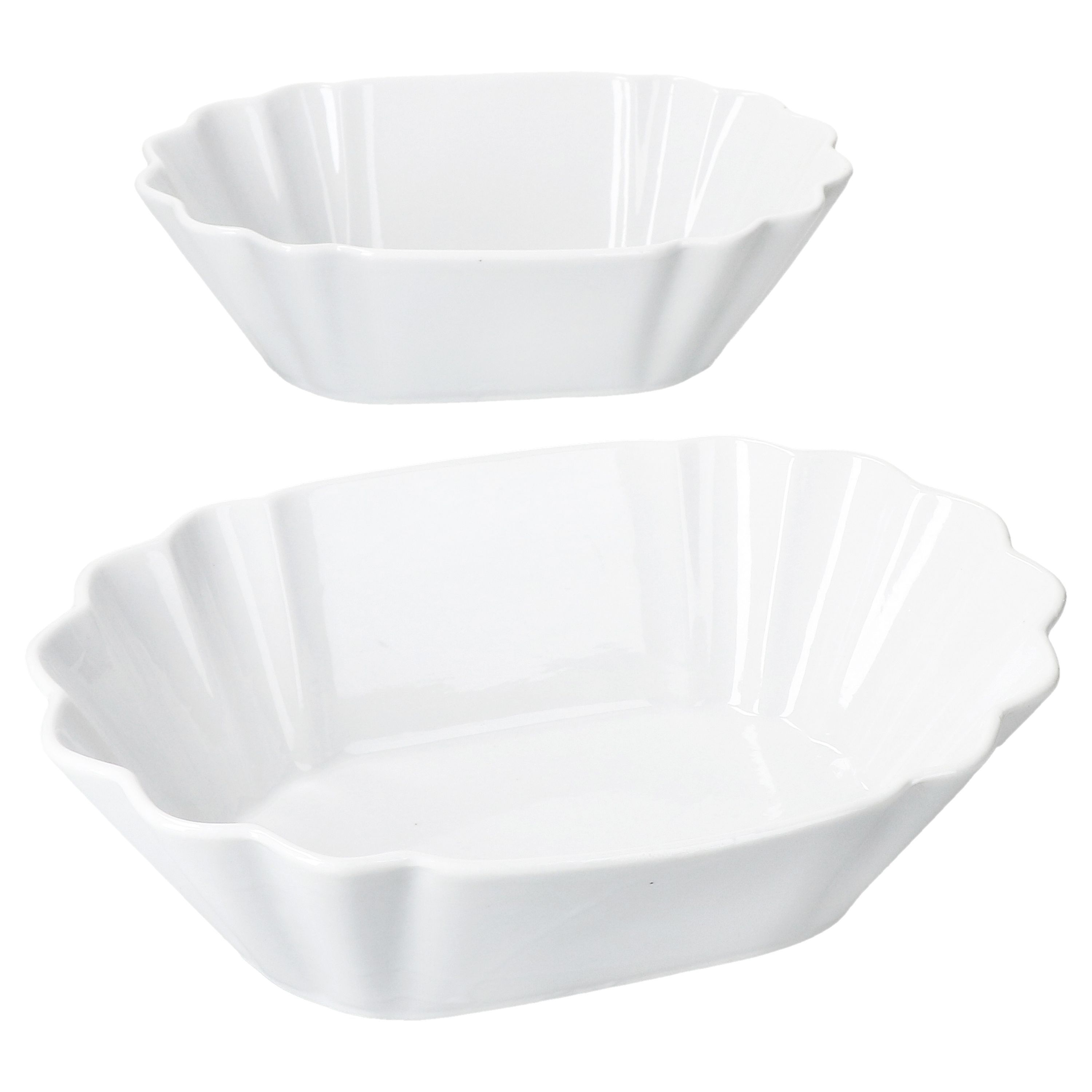 Image of Set Of 2 Xxl Oval White Porcelain French Fry Bowls, 23.5x17cm - 24302110