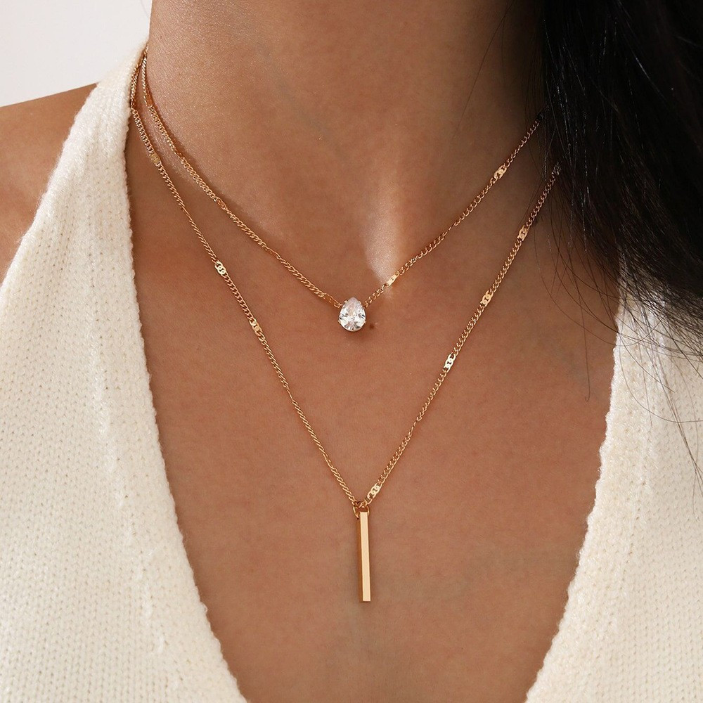 Image of Multi-layered Necklace For Women – Elegant Layer Necklace With Pendant And Rod, Fashionable Chain For Women & Girls, Gift For Valentine's Day Birthday Christmas