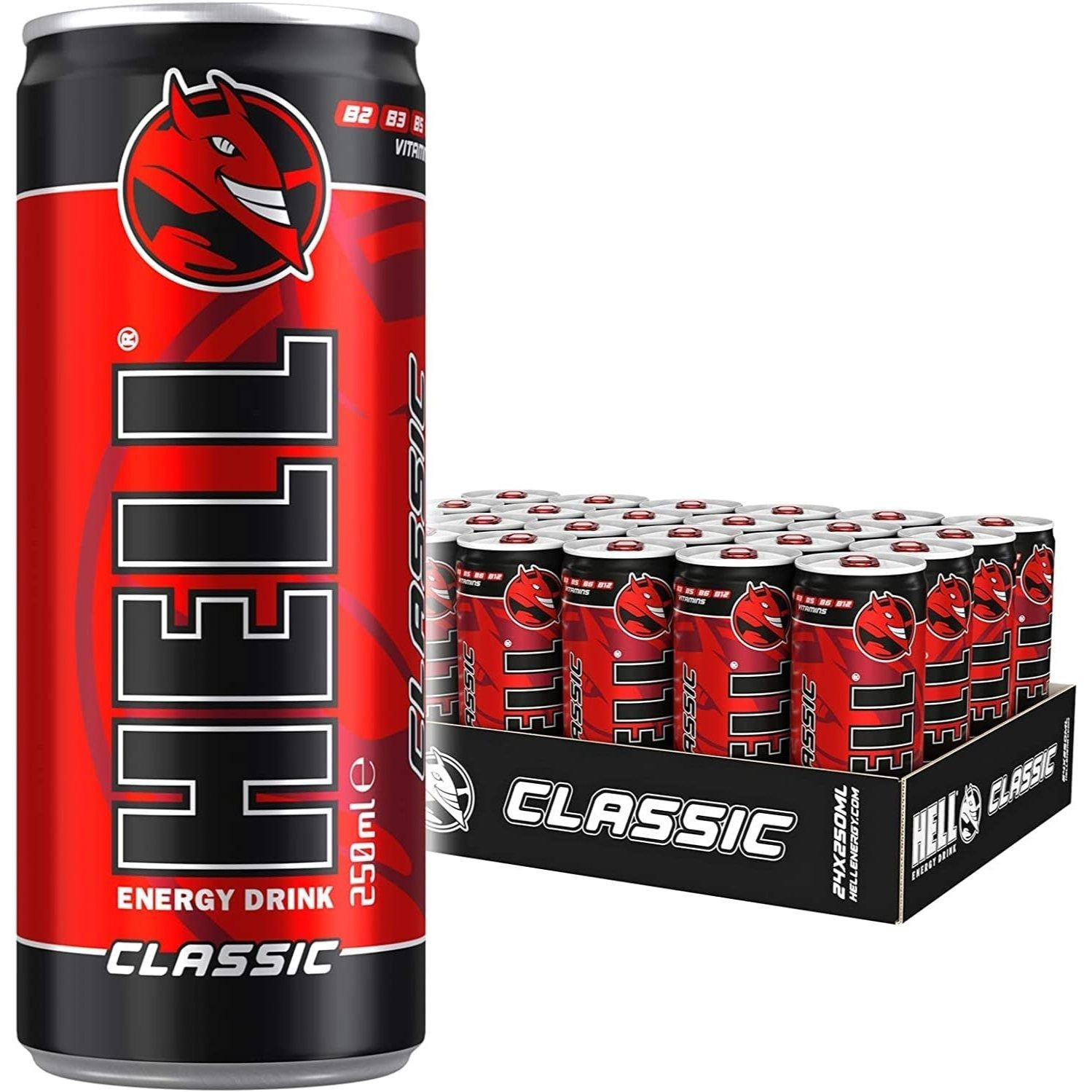 TEMU Hell Energy Drink Classic Original Flavour Energy Beverage Cans Pack Of 24 X 250ml