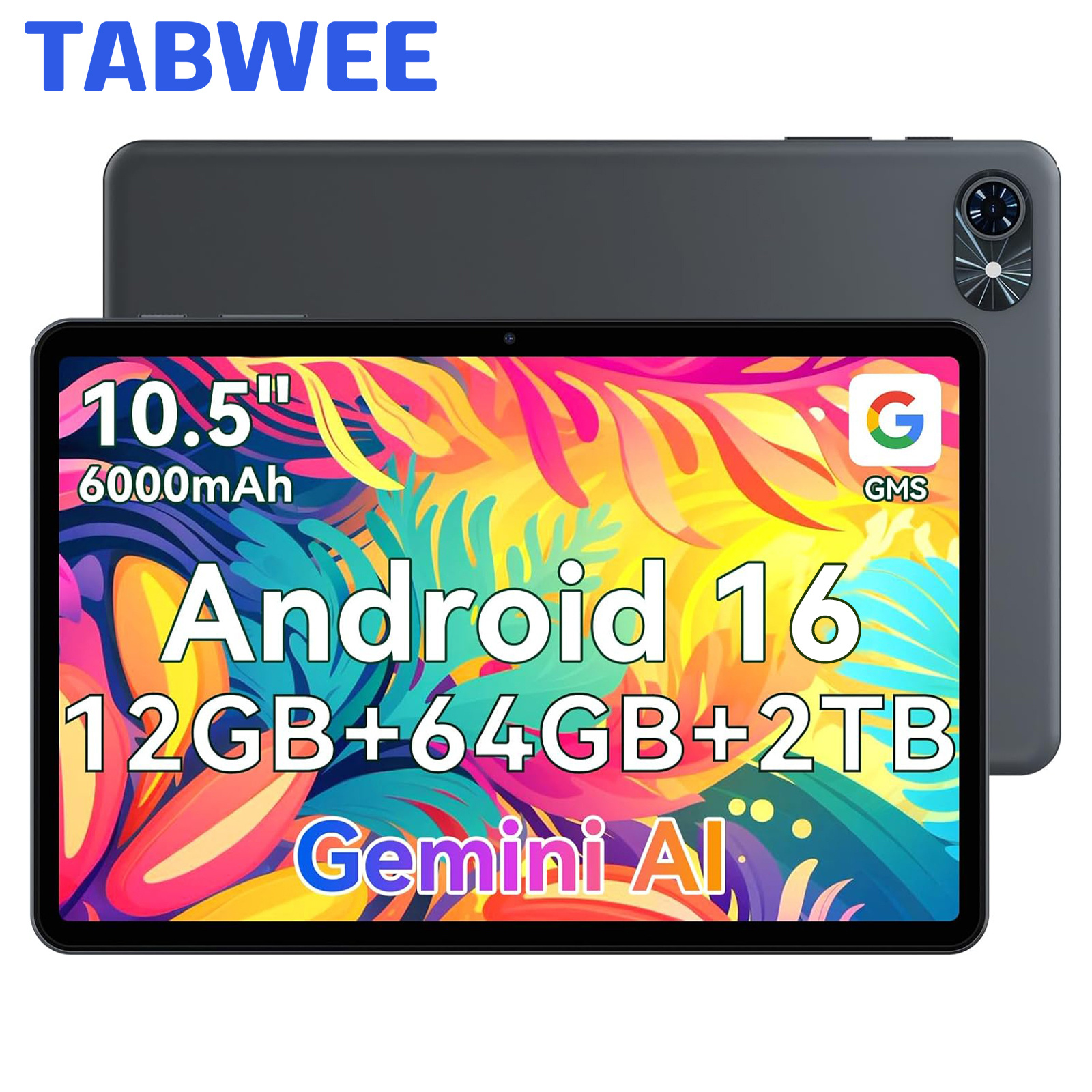 E-shop [Upgrade 16 Via OTA] TABWEE 2026 Newest Tablet 10 Zoll 16 -Core mit 12 (4+8) GB RAM+64GB ROM (TF 2TB), 6000mAh, 5G WiFi Tablet, BT5.0, Type-C