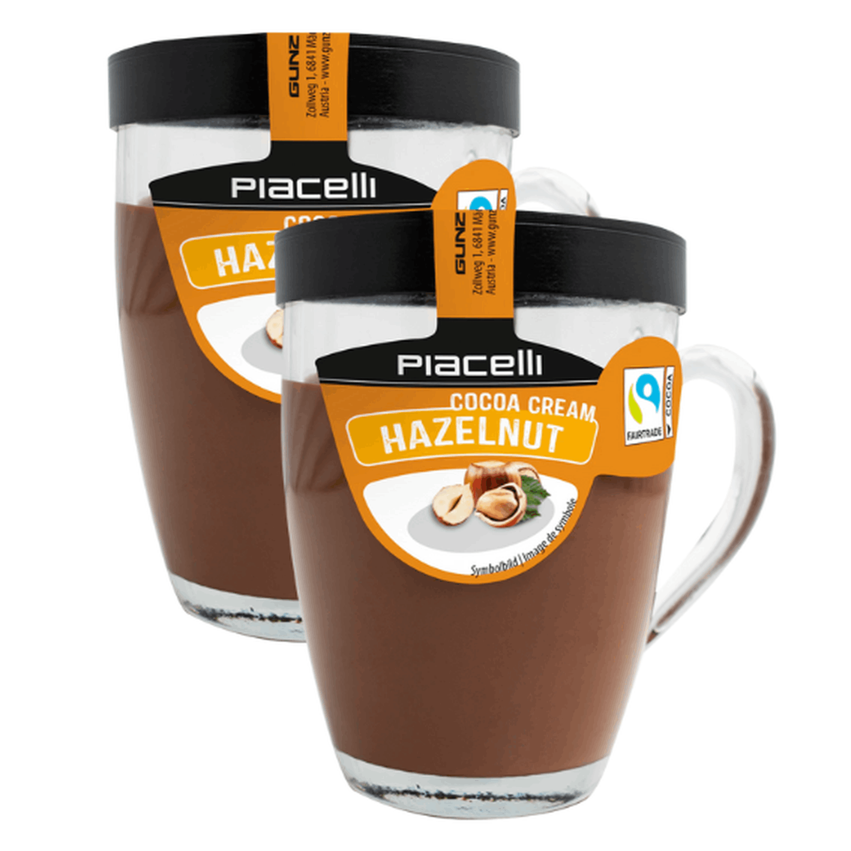 Piacelli Hazelnut Cocoa Cream – 2 X 300 G Glass Jar, Creamy Spread With Cocoa & Hazelnuts, Smooth And Spreadable, Perfect For Breakfast & Desserts