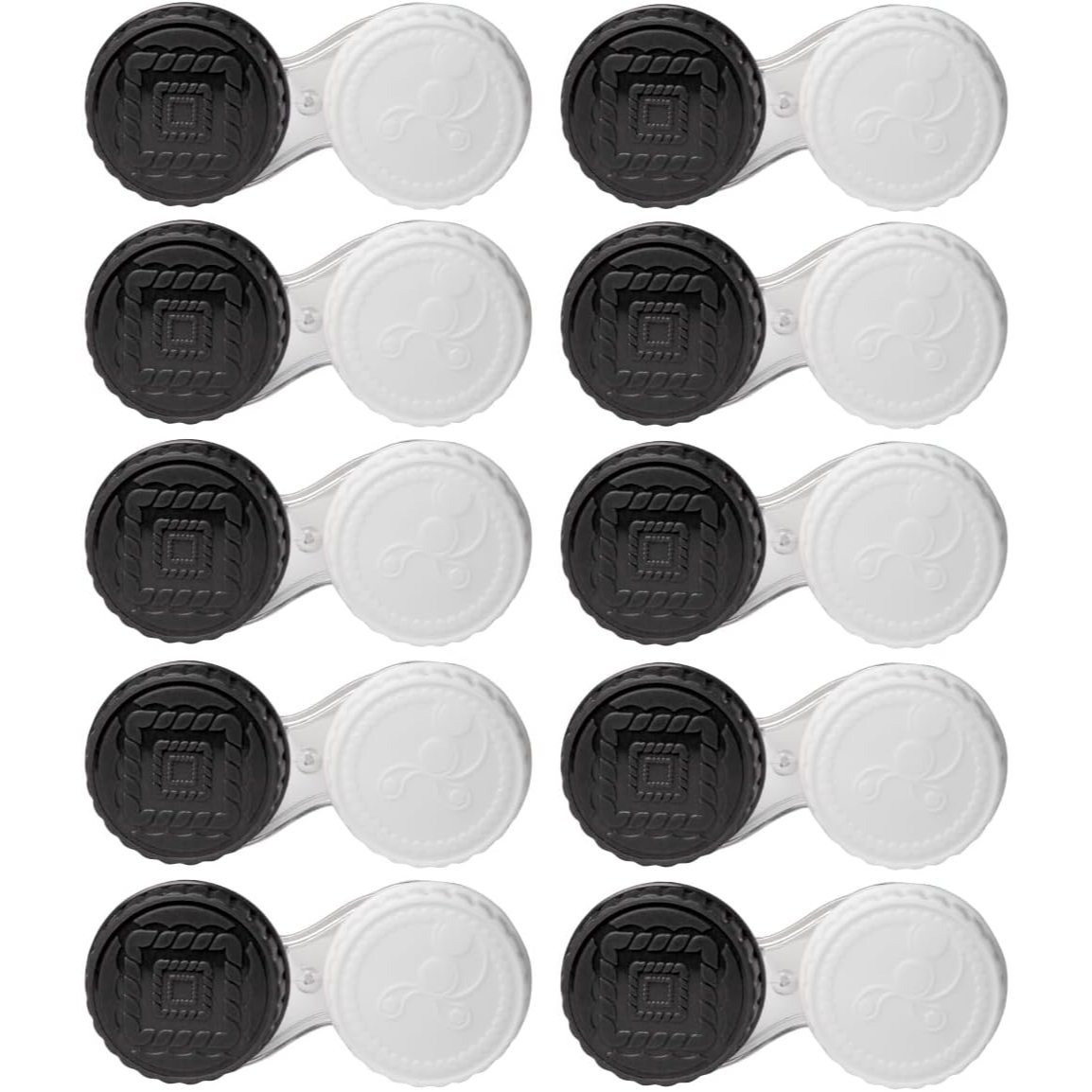 TEMU Contact Lens Case Set Of 10pcs White-black – Leak-proof Contact Lens Case With L/r Marking – Hygienic Contact Lens Case For Everyday & Travel