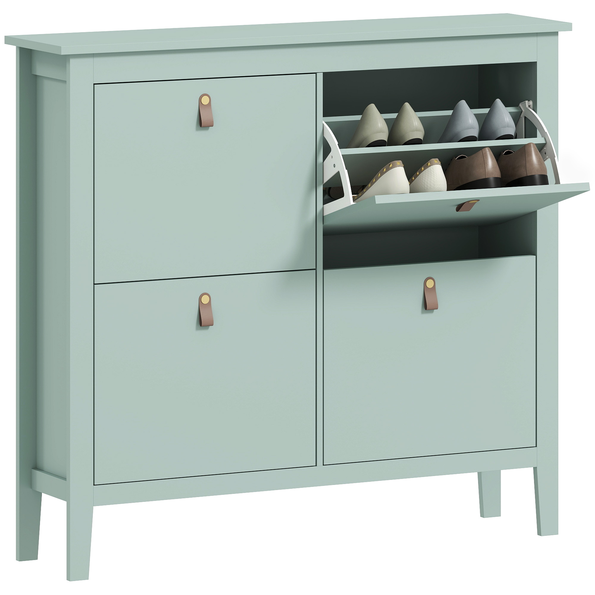 TEMU Meuble à chaussures 20 paires, armoire à chaussures étroite avec 4 tiroirs rabattables, étagères réglables et amovibles, style moderne, pour