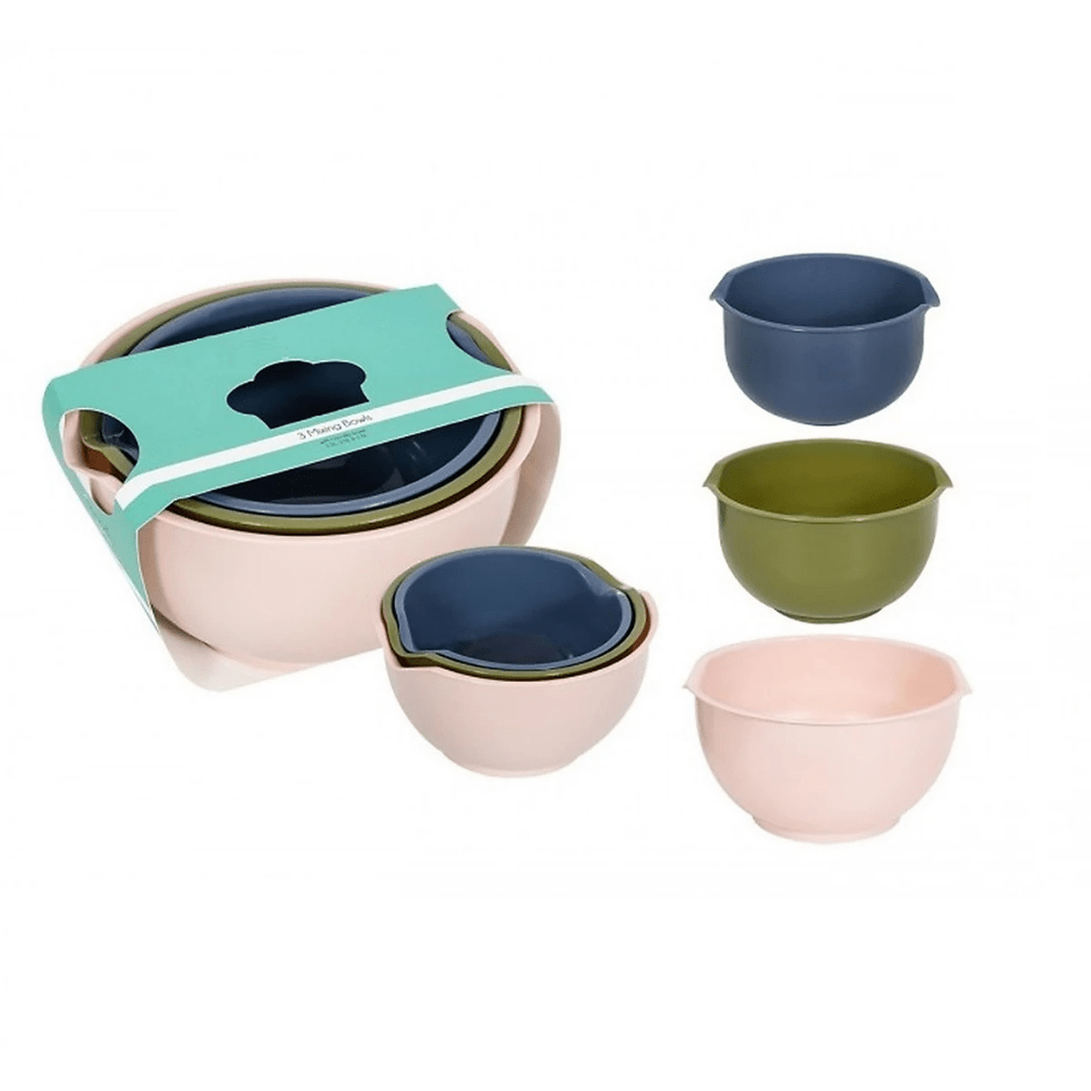 TEMU 3-piece Mixing Bowl Set – Nesting Kitchen Bowls With Pouring Spouts | Multi-colour Prep And Serving Bowls In 3 Sizes (2.5l, 2l, 5l)