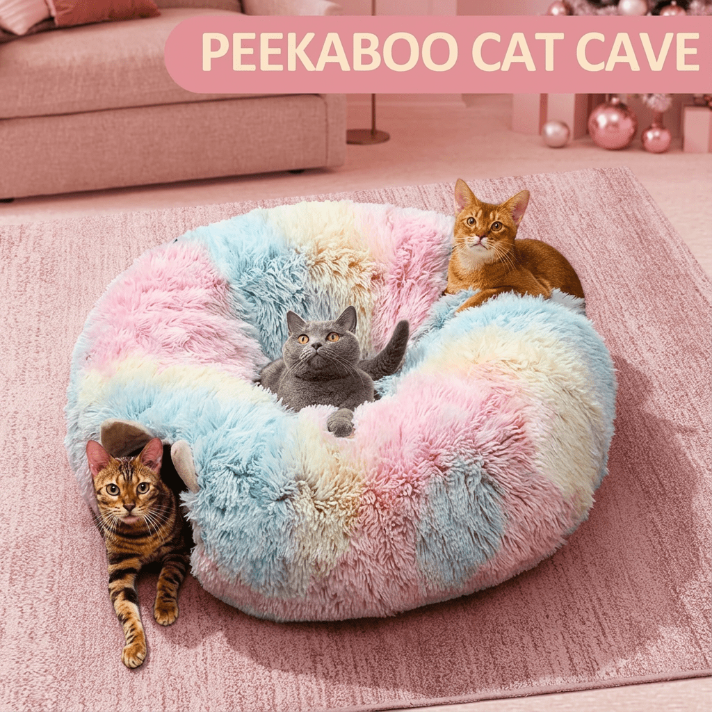 Lager Indoor Cat Tunnel With Cat Bed, Multifunctional Foldable Play Tunnel, Cat Playground Toy And Hideout, Warm Cat Bed