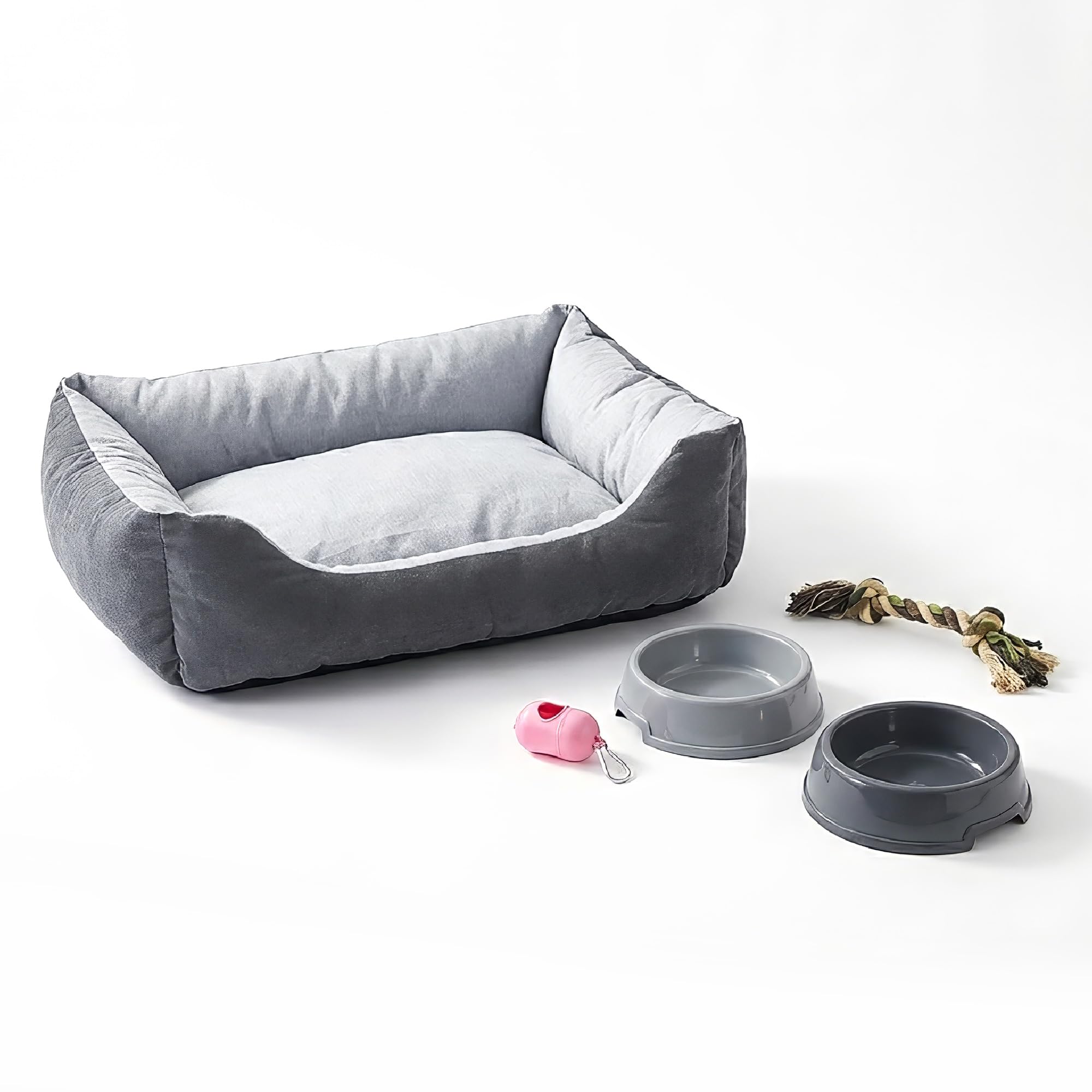 IlGruppone Set Accessori per Cani con Cuccia Lavabile Antiscivolo 61x48x18 cm, 2 Ciotole, Gioco in 28 Porta Sacchetti…: retailer-supplied image