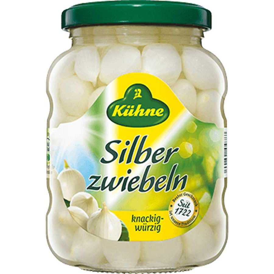 Image of Kühne Silver Onions - Crisp And Spicy In Glass Jar, 370ml, 6-pack