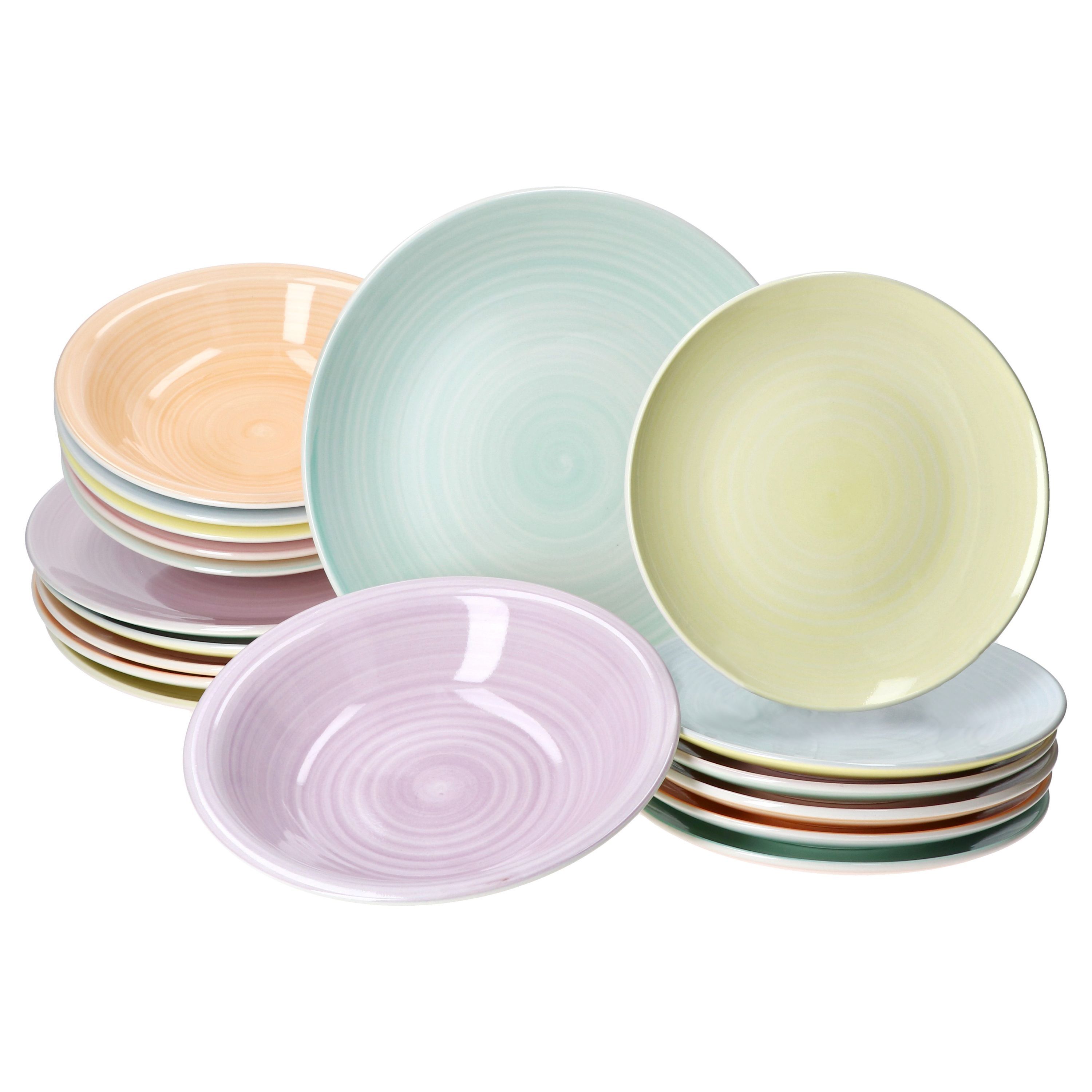 Image of 18pcs Colorful Dinner Set For 6 People Made Of Stoneware - 24327144