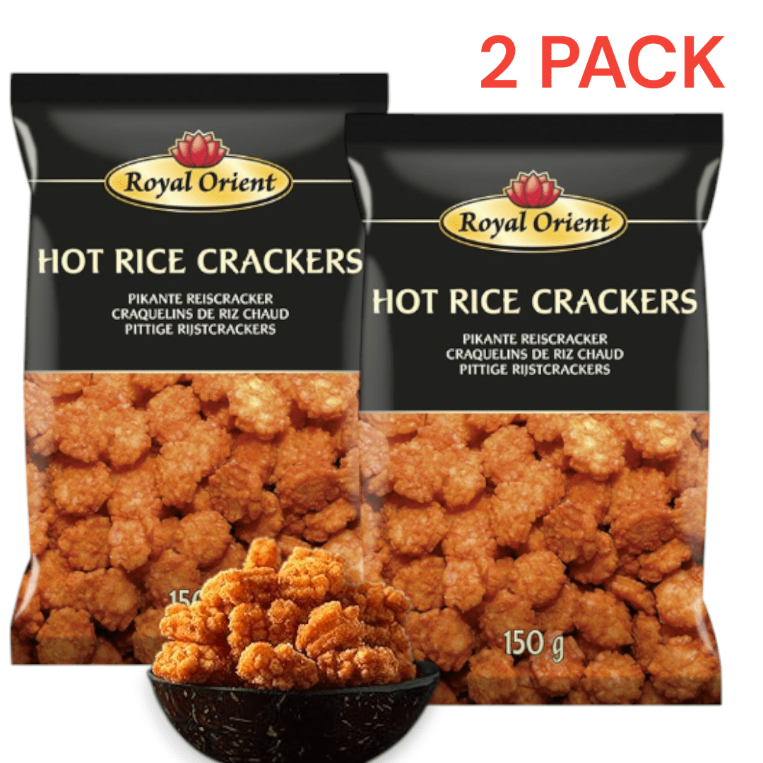 Image of 2-pack Royal Orient Hot Rice Crackers – Spicy Rice Crackers, 2 X 150g, Hot & Crunchy Snack, Asian Chips, Party Snack, Bulk Pack