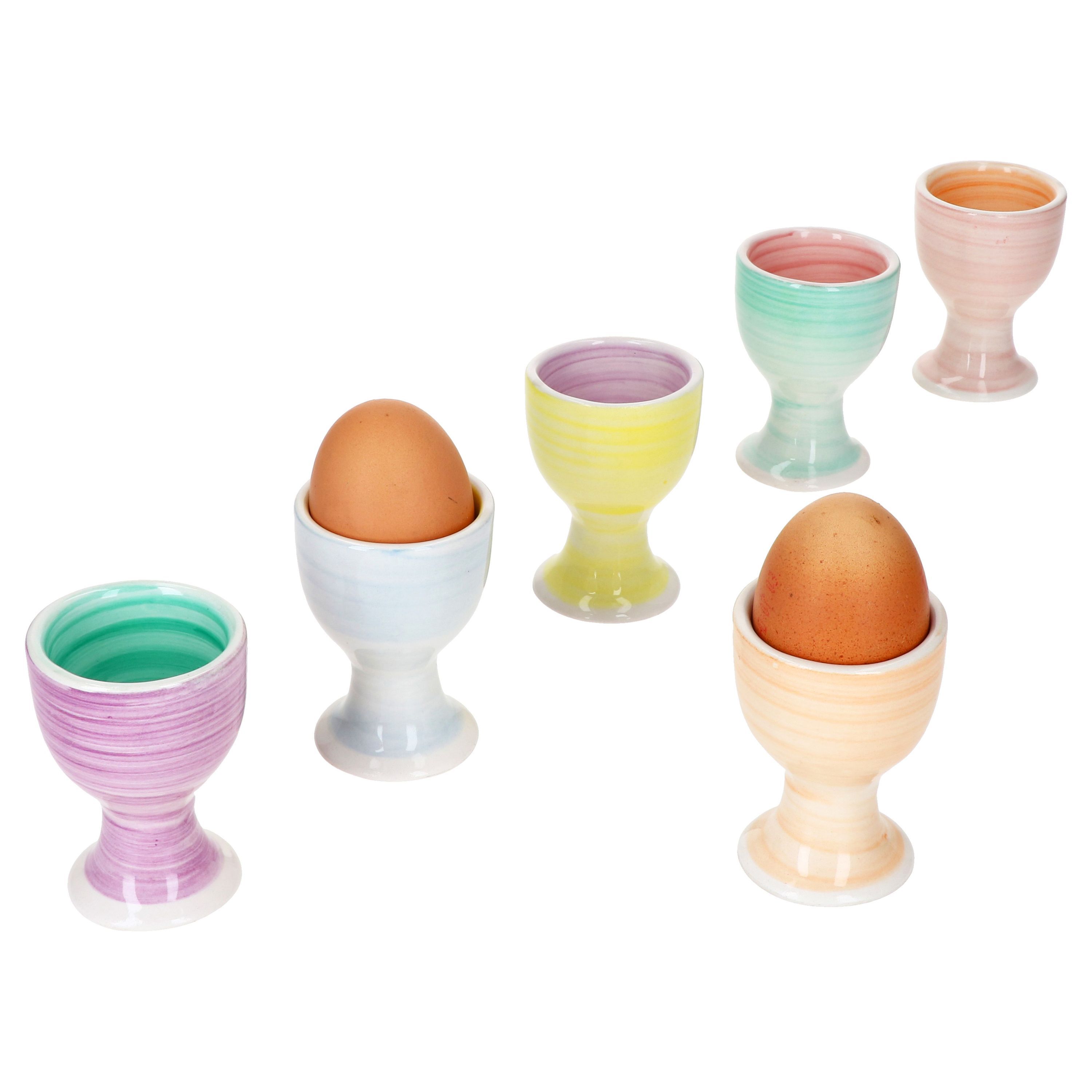 Image of 6-piece Set Colorful Stoneware Egg Cups For 6 People - 24326244