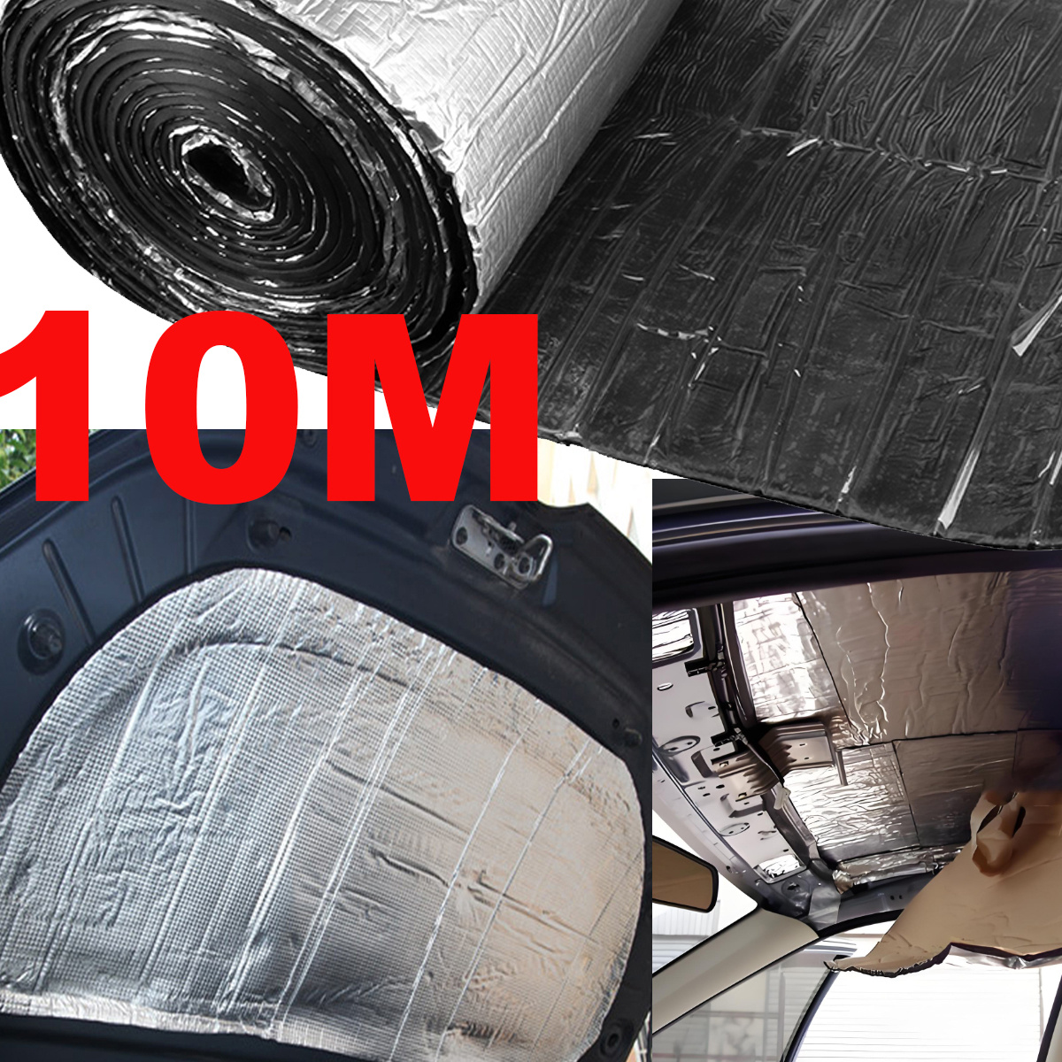TEMU 1 Piece 10 Meter Van Insulation Self-adhesive Diy Foam, Car Heat Sound Deadener Insulation Mat, Aluminium Coating Cotton Self-adhesive Noise