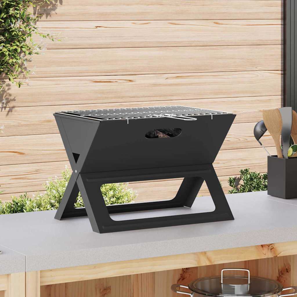 Image of Vidaxl Outdoor Grill Black 46 X 31 X 31 Cm Steel, Garden And Terrace, Modern Portable Grill, Practical Bbq For Spring Picnics