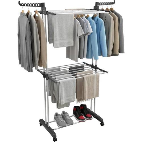 foldable extra large clothes drying rack for indoor outdoor laundry room laundry garment dryer stand adjustable rolling laundry