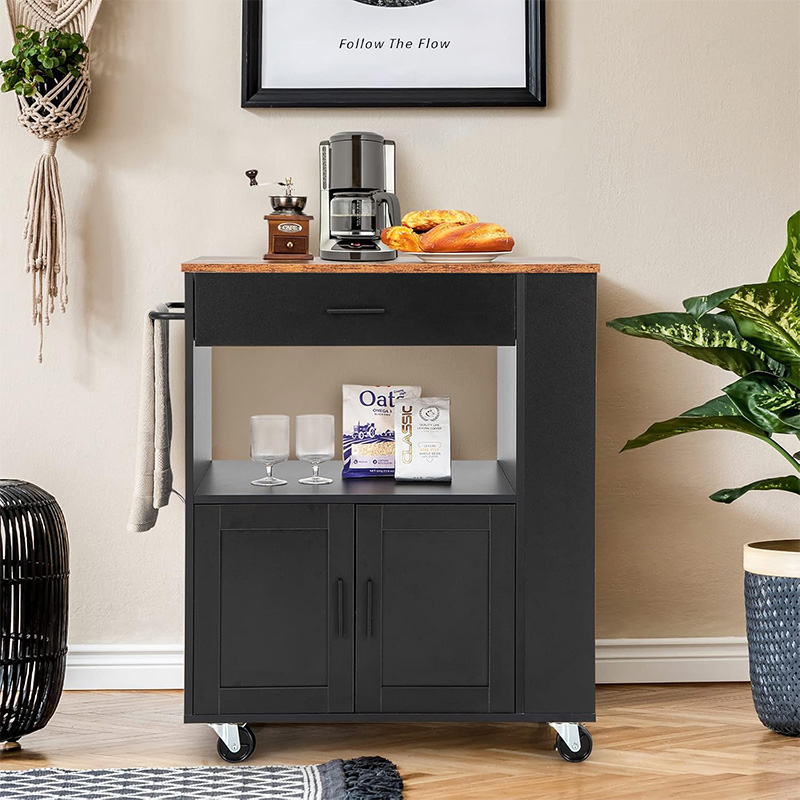 Kitchen Island Cart With Storage, Rolling Kitchen Island On Wheels With Large Drawer, 2-door Cabinet