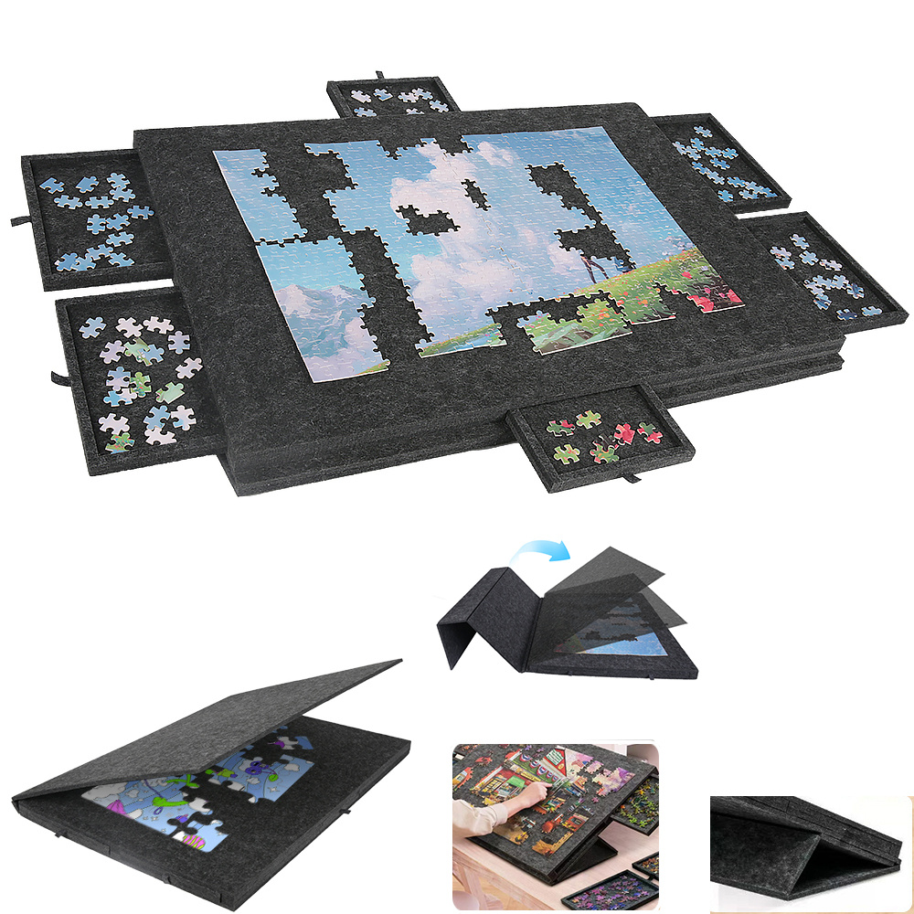 TEMU Folding Puzzle Storage Tray, 6-in-1 Puzzle Table Board, With 6 Drawers, 77×53.6cm, Foldable Portable Puzzle Table Puzzle Board, Puzzle