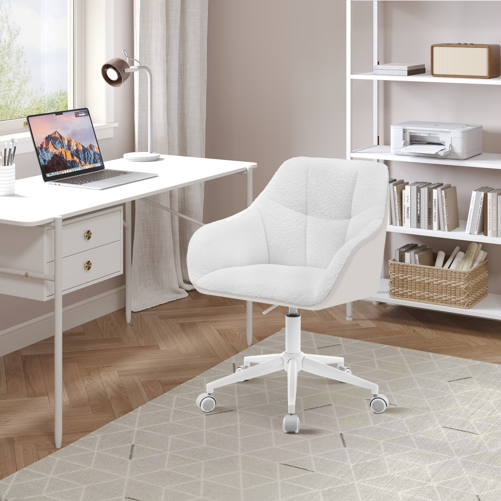 Image of Home Office Chair, Office Desk Chair, Swivel Chair, Makeup Chair, Height Adjustable, Load Capacity Up To 150 Kg, With Armrests, Suitable For Bedroom, Office, Living Room
